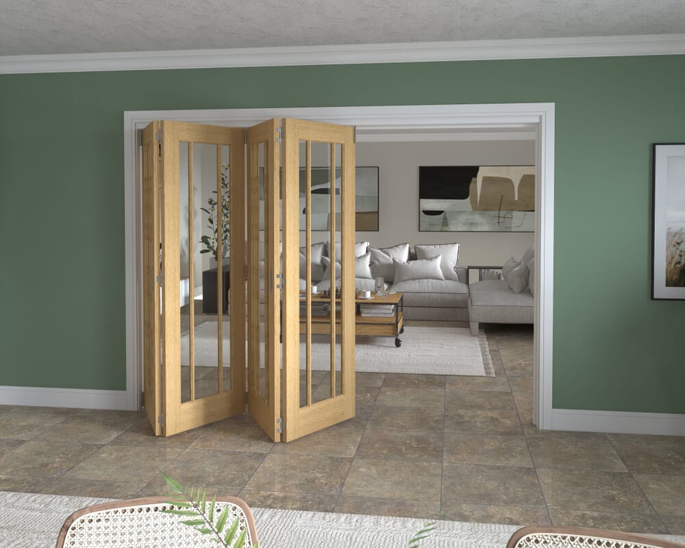 2825x2060x133mm Lincoln Clear Glazed Oak Roomfold Grande (4+0)