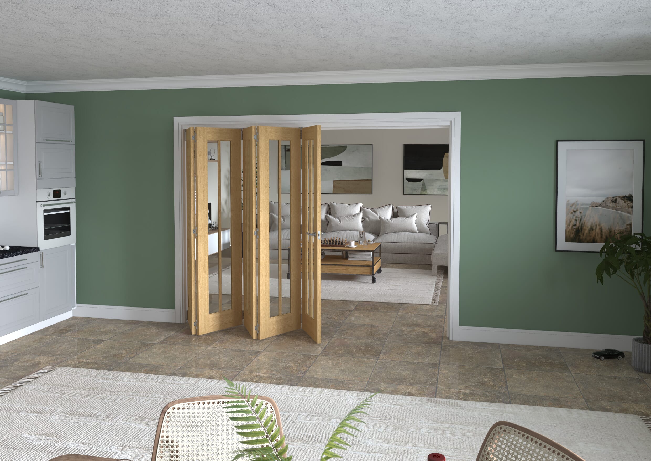 2746x2060x133mm Lincoln Clear Glazed Oak Roomfold Grande (5+0)