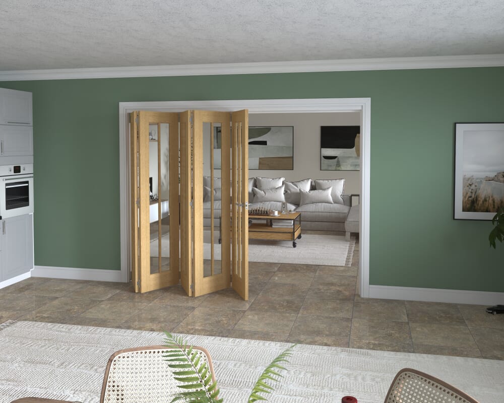 2746x2060x133mm Lincoln Clear Glazed Oak Roomfold Grande (5+0)