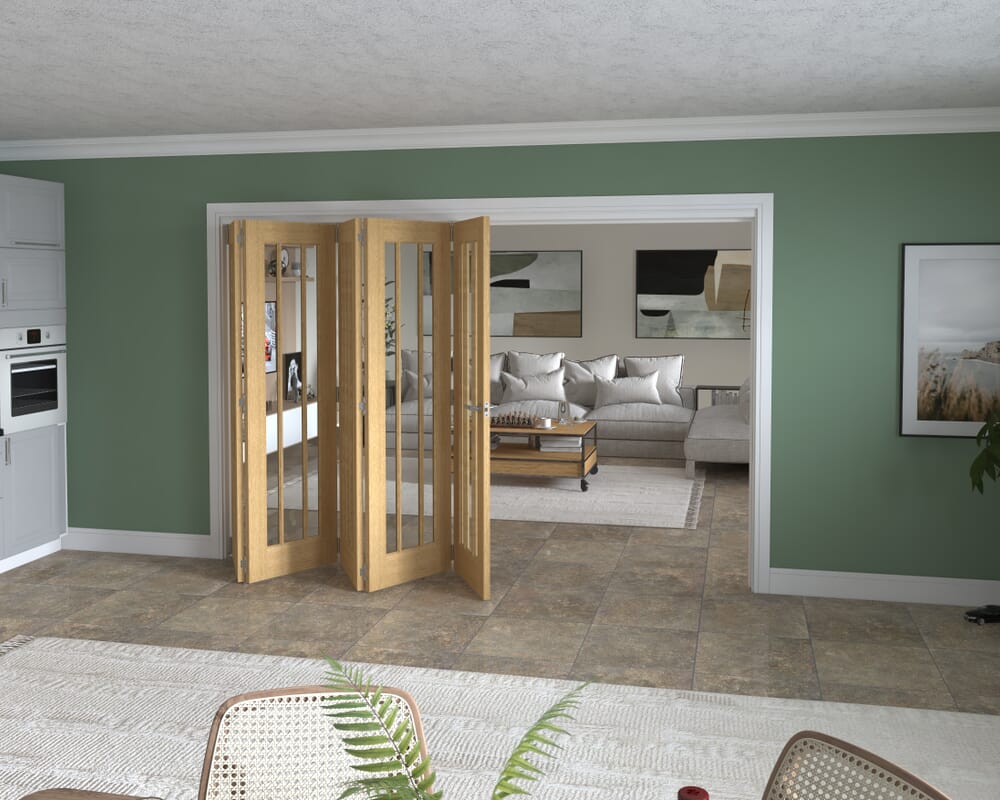 3131x2060x133mm Lincoln Clear Glazed Oak Roomfold Grande (5+0)