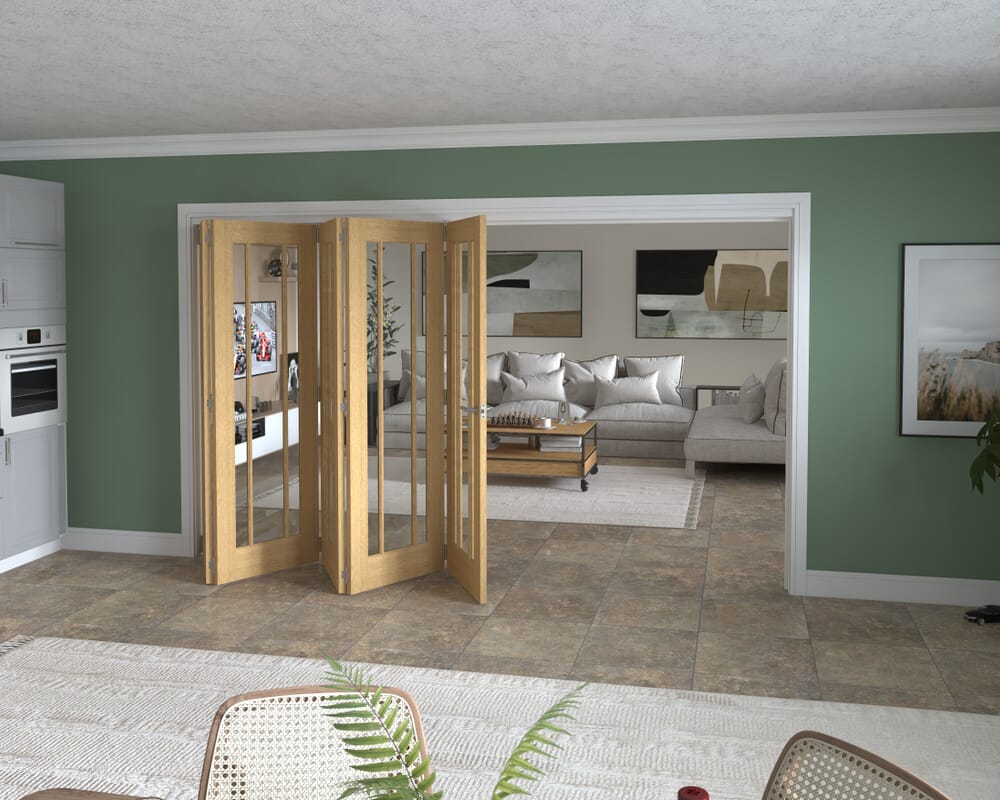 3511x2060x133mm Lincoln Clear Glazed Oak Roomfold Grande (5+0)