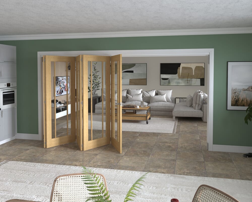 3891x2060x133mm Lincoln Clear Glazed Oak Roomfold Grande (5+0)