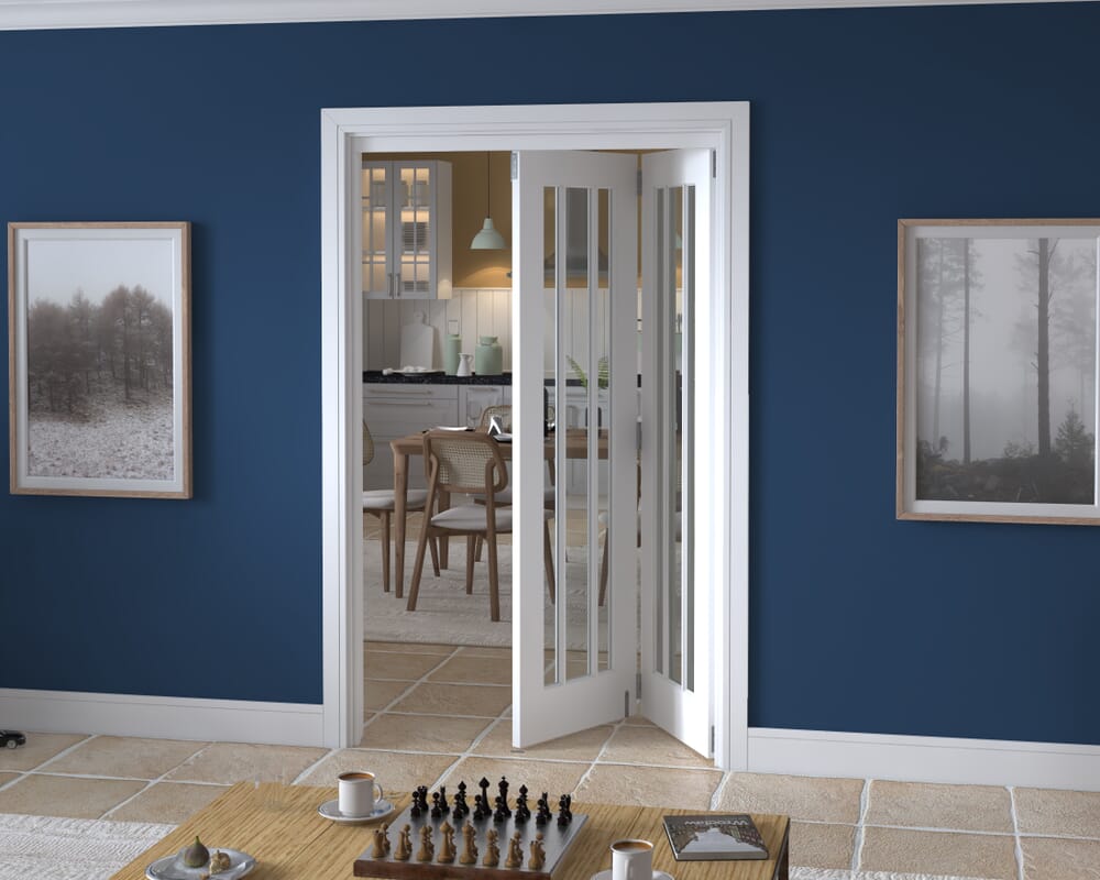 1295x2060x133mm Lincoln Clear Glazed White Roomfold Grande (2+0)
