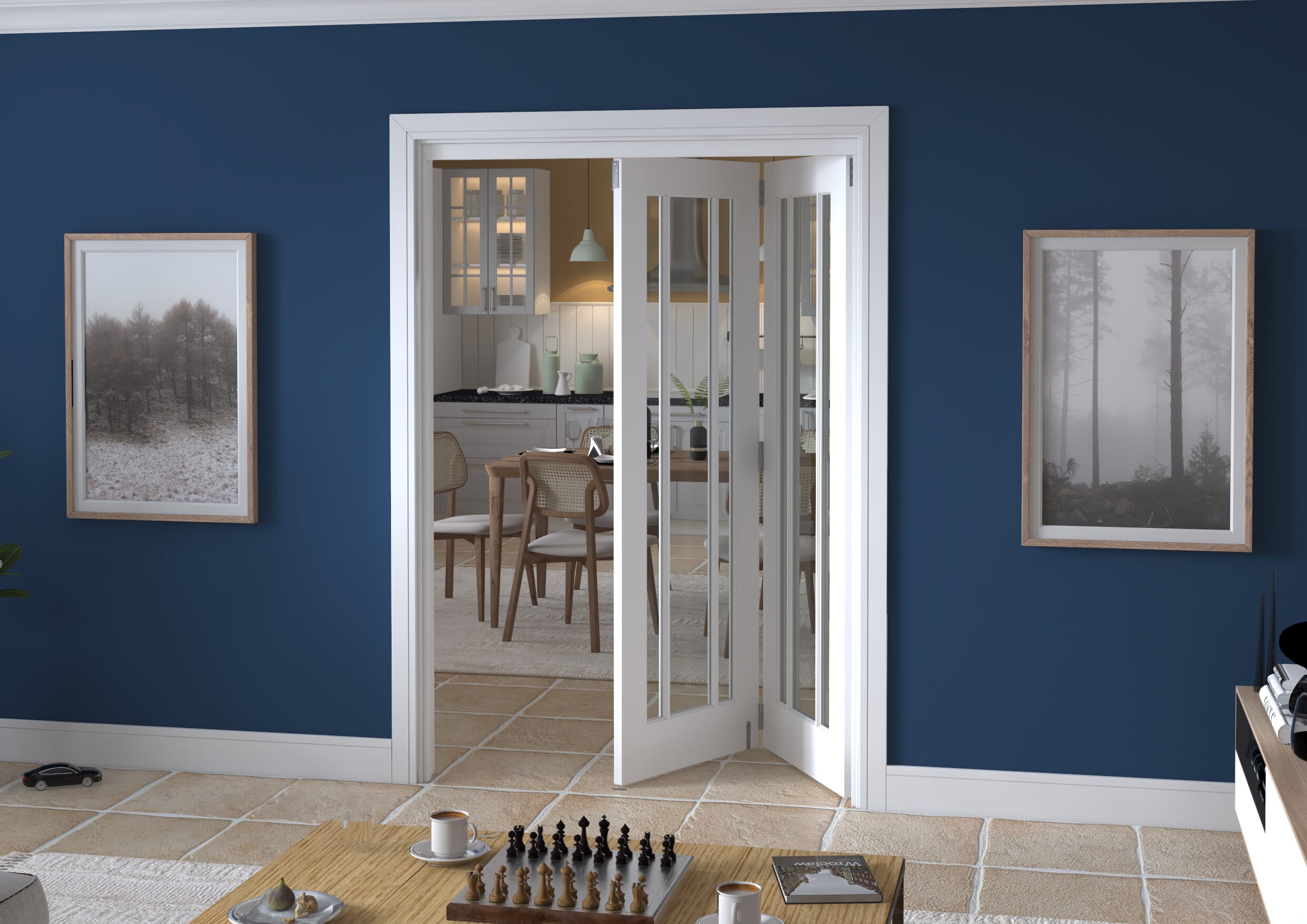 1447x2060x133mm Lincoln Clear Glazed White Roomfold Grande (2+0)