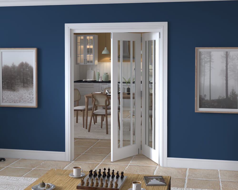 1447x2060x133mm Lincoln Clear Glazed White Roomfold Grande (2+0)