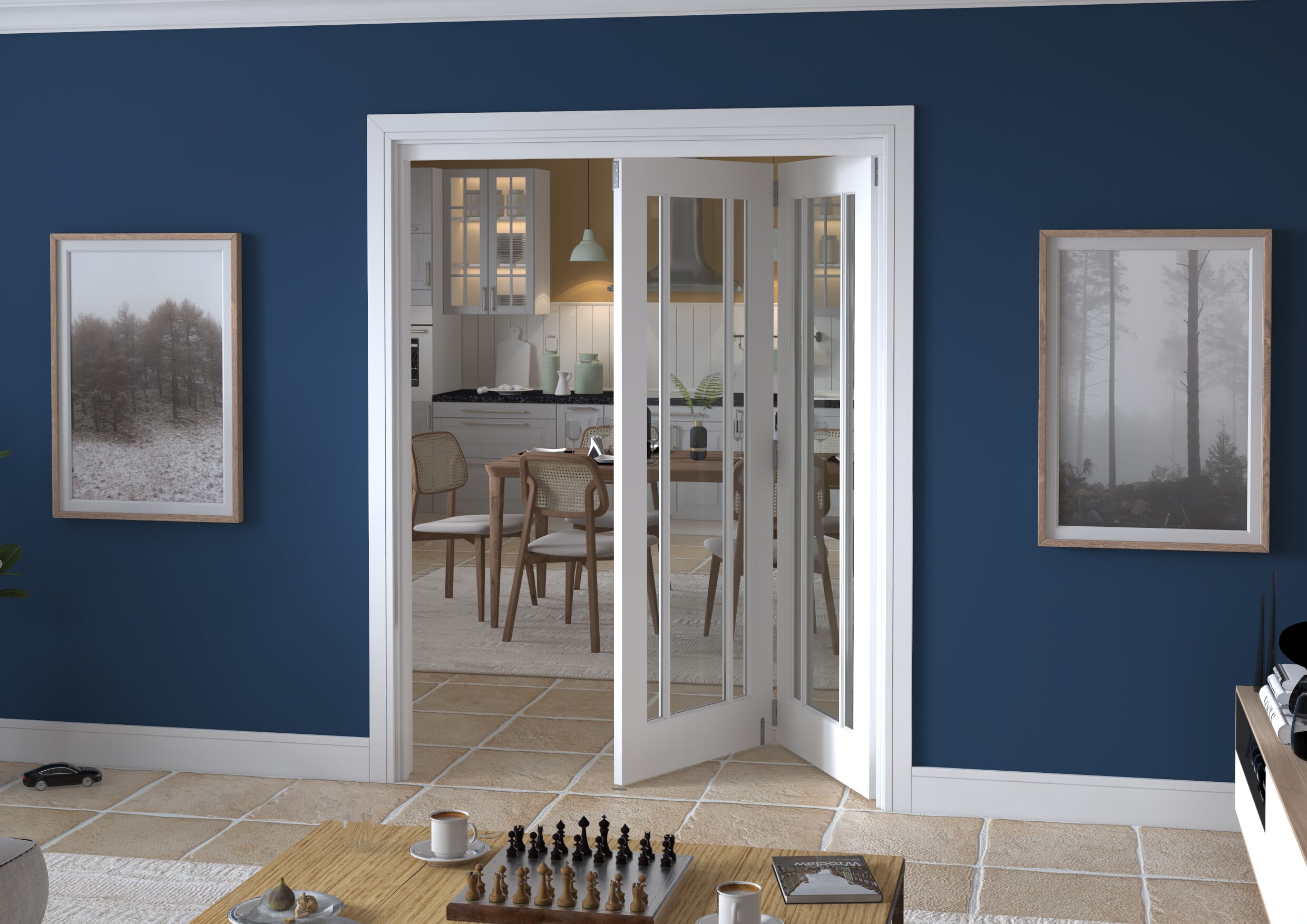1599x2060x133mm Lincoln Clear Glazed White Roomfold Grande (2+0)