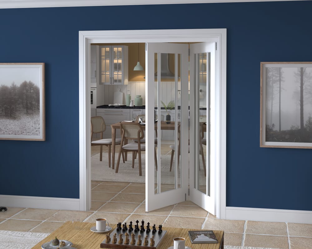 1599x2060x133mm Lincoln Clear Glazed White Roomfold Grande (2+0)