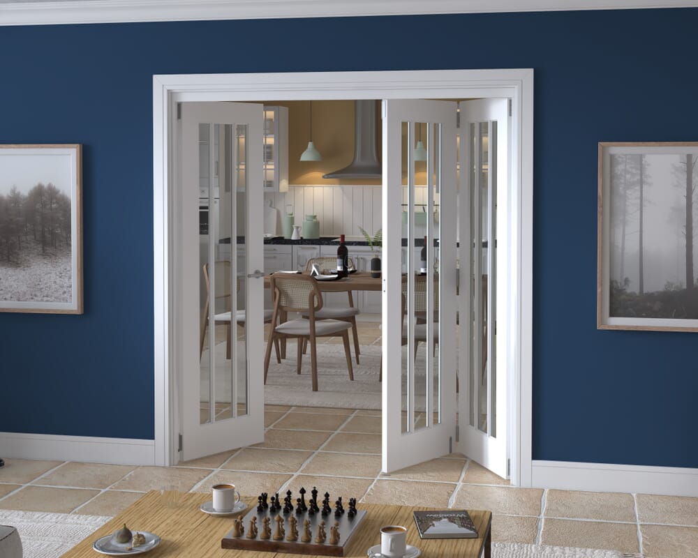 1915x2060x133mm Lincoln Clear Glazed White Roomfold Grande (2+1)