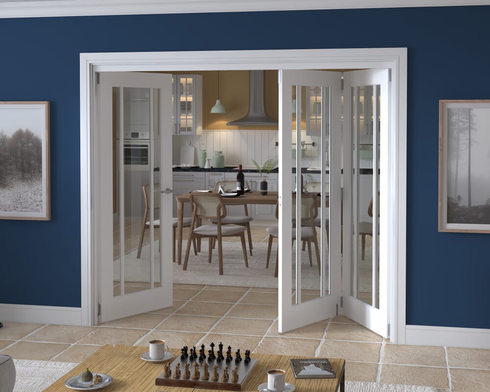 2371x2060x133mm Lincoln Clear Glazed White Roomfold Grande (2+1)