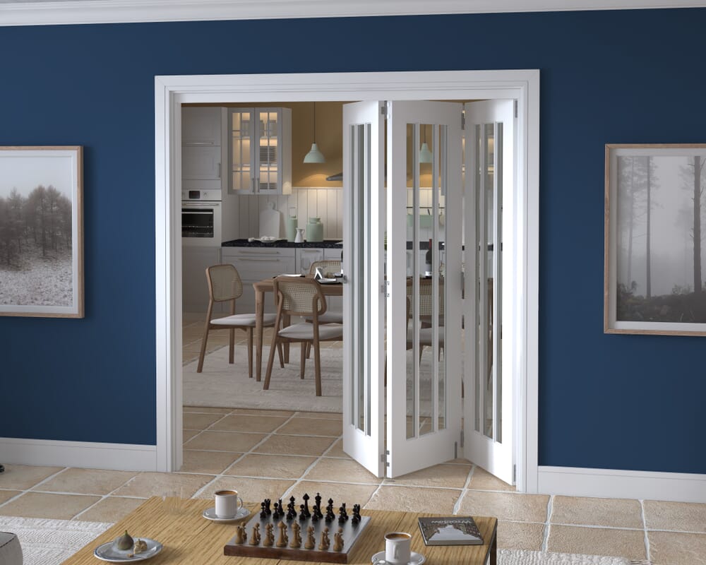 1905x2060x133mm Lincoln Clear Glazed White Roomfold Grande (3+0)