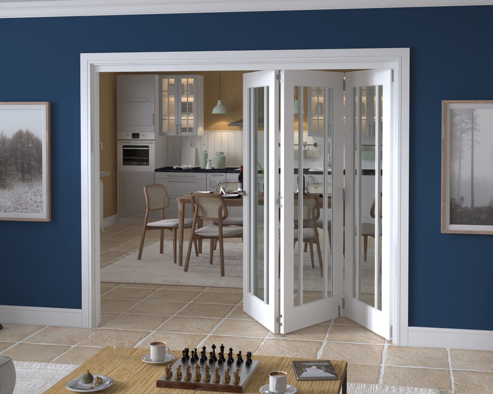 2361x2060x133mm Lincoln Clear Glazed White Roomfold Grande (3+0)