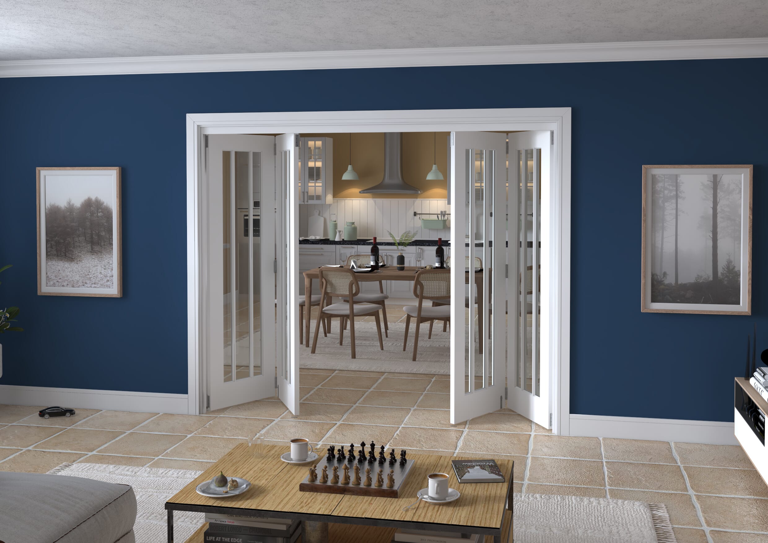 2528x2060x133mm Lincoln Clear Glazed White Roomfold Grande (2+2)