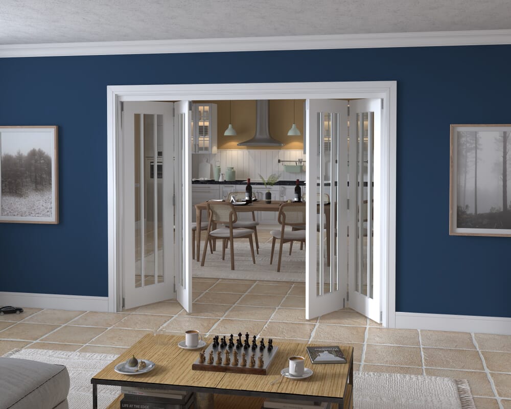 2528x2060x133mm Lincoln Clear Glazed White Roomfold Grande (2+2)