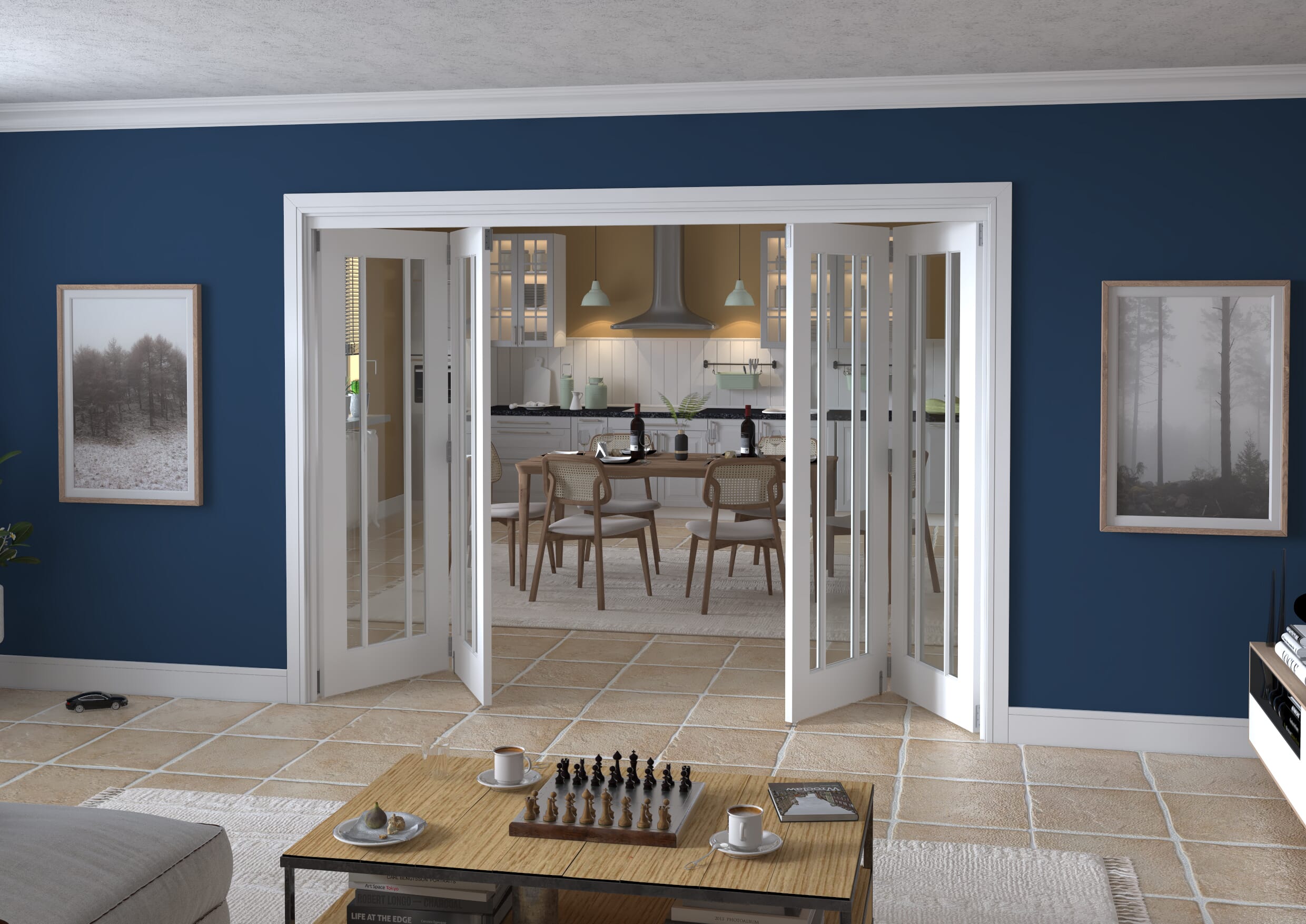2832x2060x133mm Lincoln Clear Glazed White Roomfold Grande (2+2)