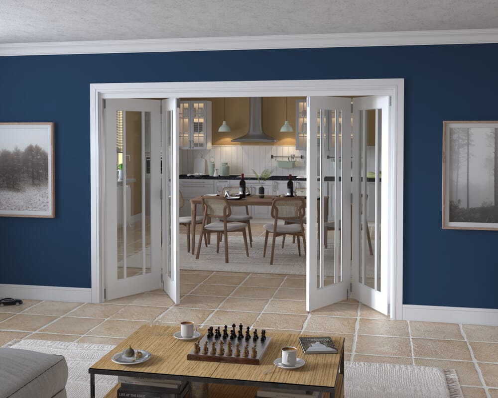 2832x2060x133mm Lincoln Clear Glazed White Roomfold Grande (2+2)