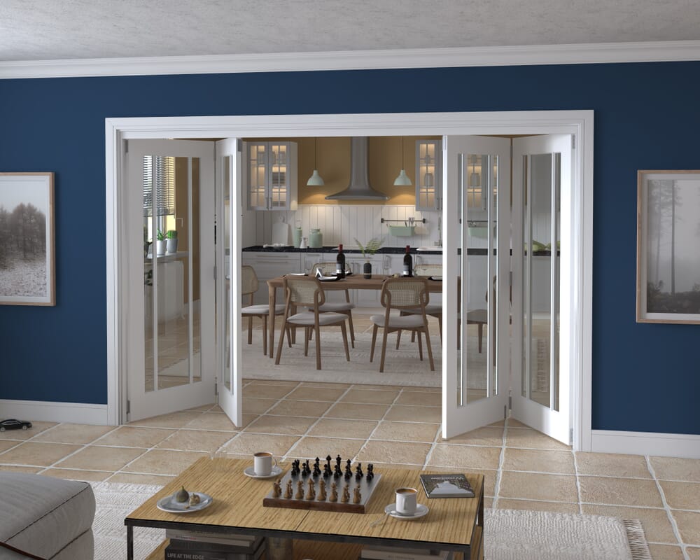 3136x2060x133mm Lincoln Clear Glazed White Roomfold Grande (2+2)