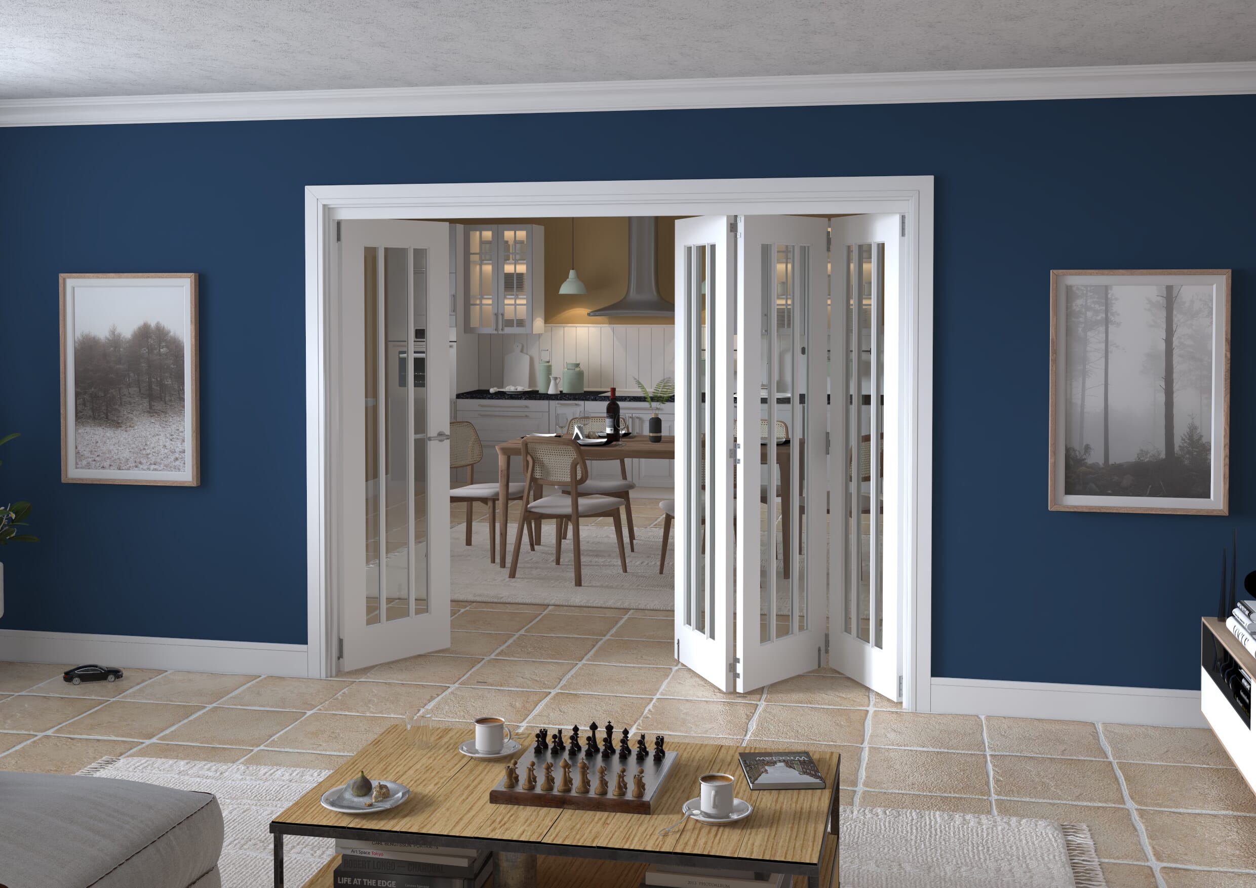 2528x2060x133mm Lincoln Clear Glazed White Roomfold Grande  (3+1)