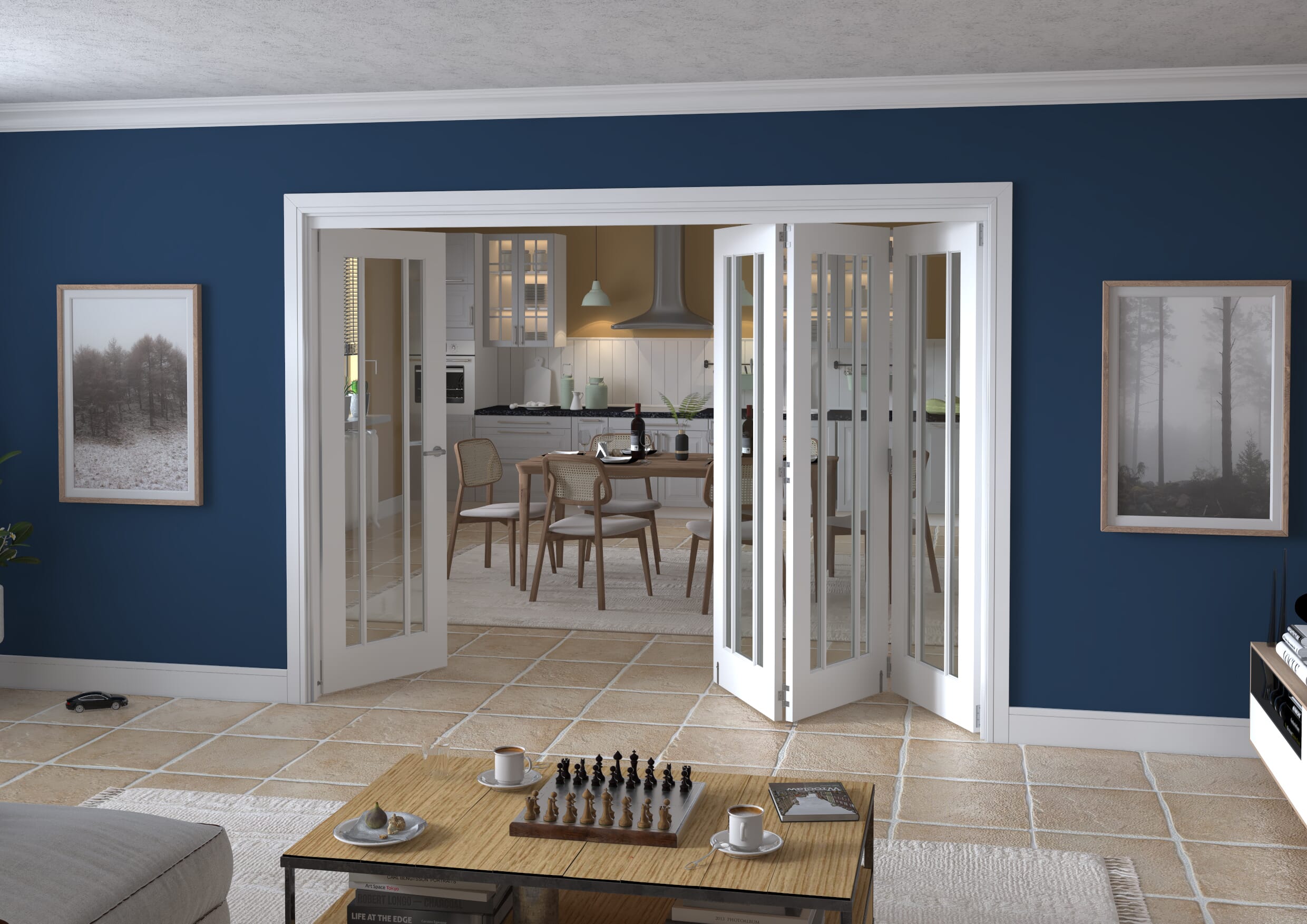 2832x2060x133mm Lincoln Clear Glazed White Roomfold Grande  (3+1)