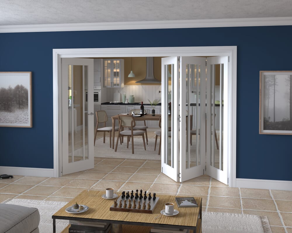 2832x2060x133mm Lincoln Clear Glazed White Roomfold Grande (3+1)