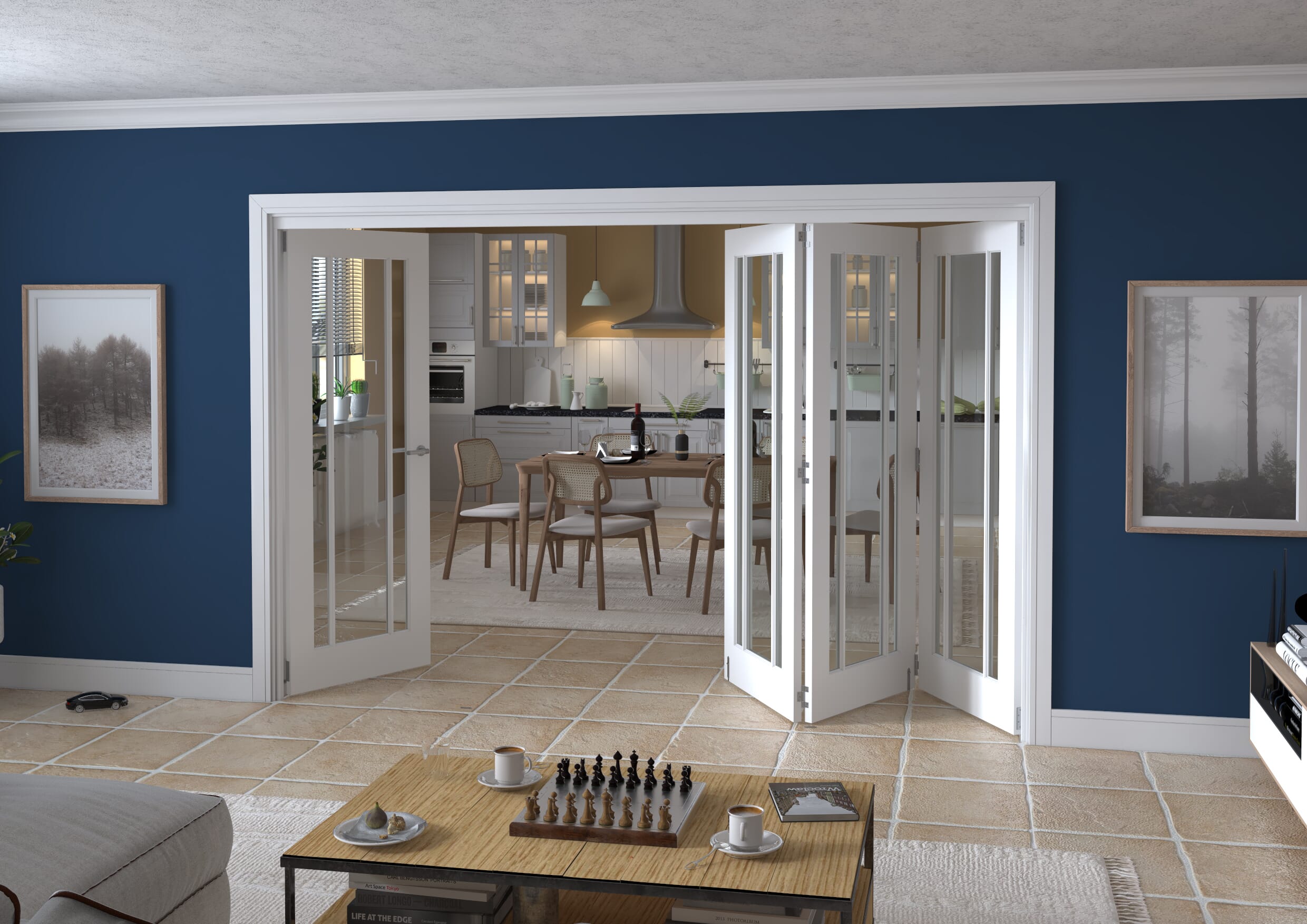 3136x2060x133mm Lincoln Clear Glazed White Roomfold Grande  (3+1)