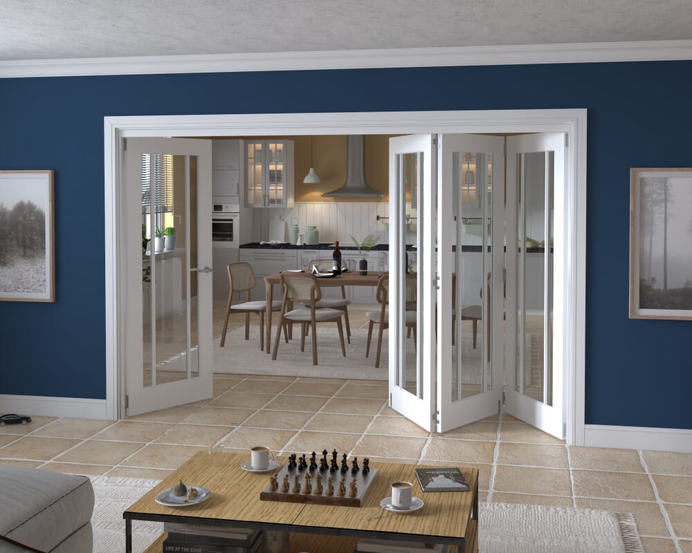 3136x2060x133mm Lincoln Clear Glazed White Roomfold Grande (3+1)