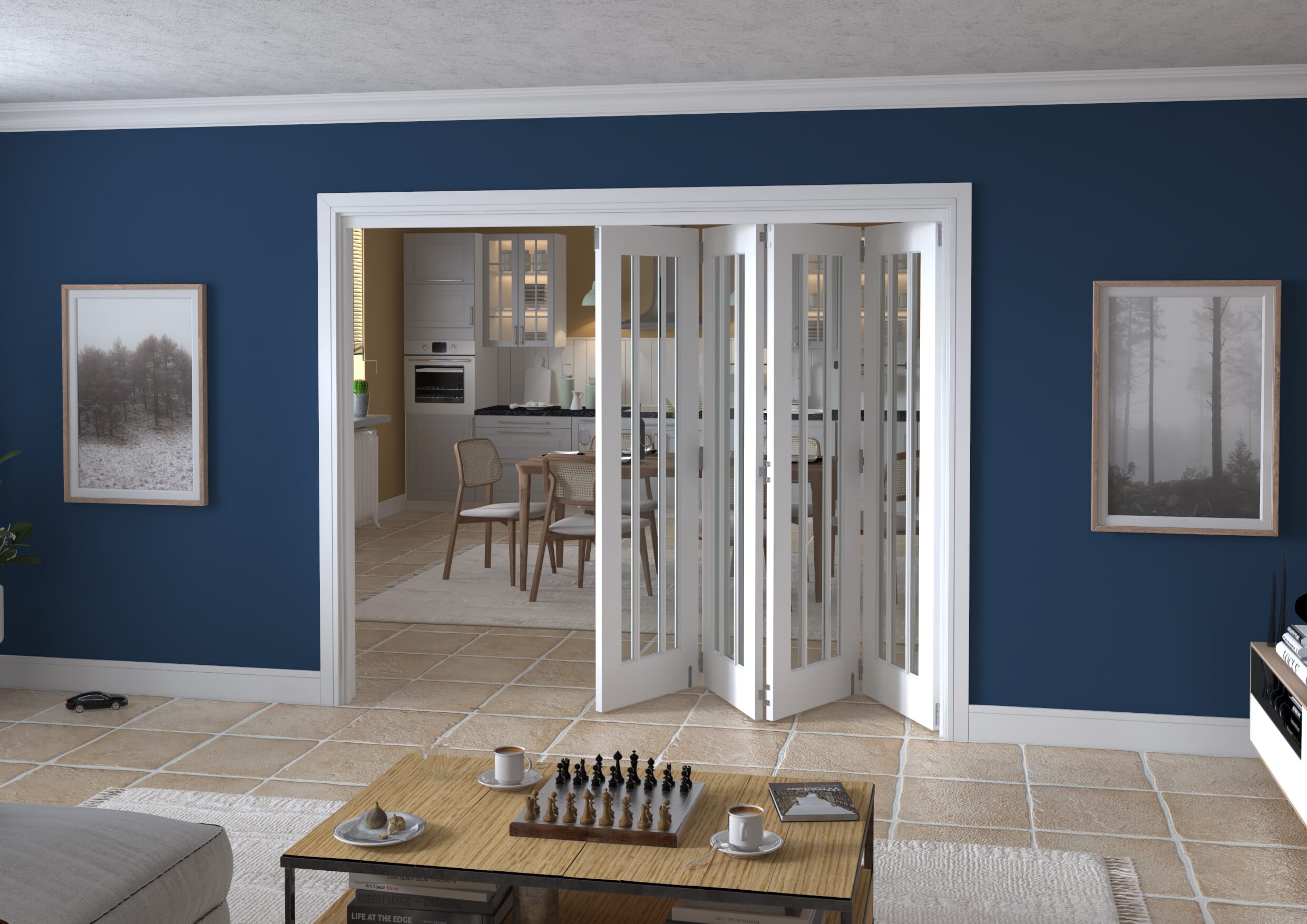 2521x2060x133mm Lincoln Clear Glazed White Roomfold Grande  (4+0)