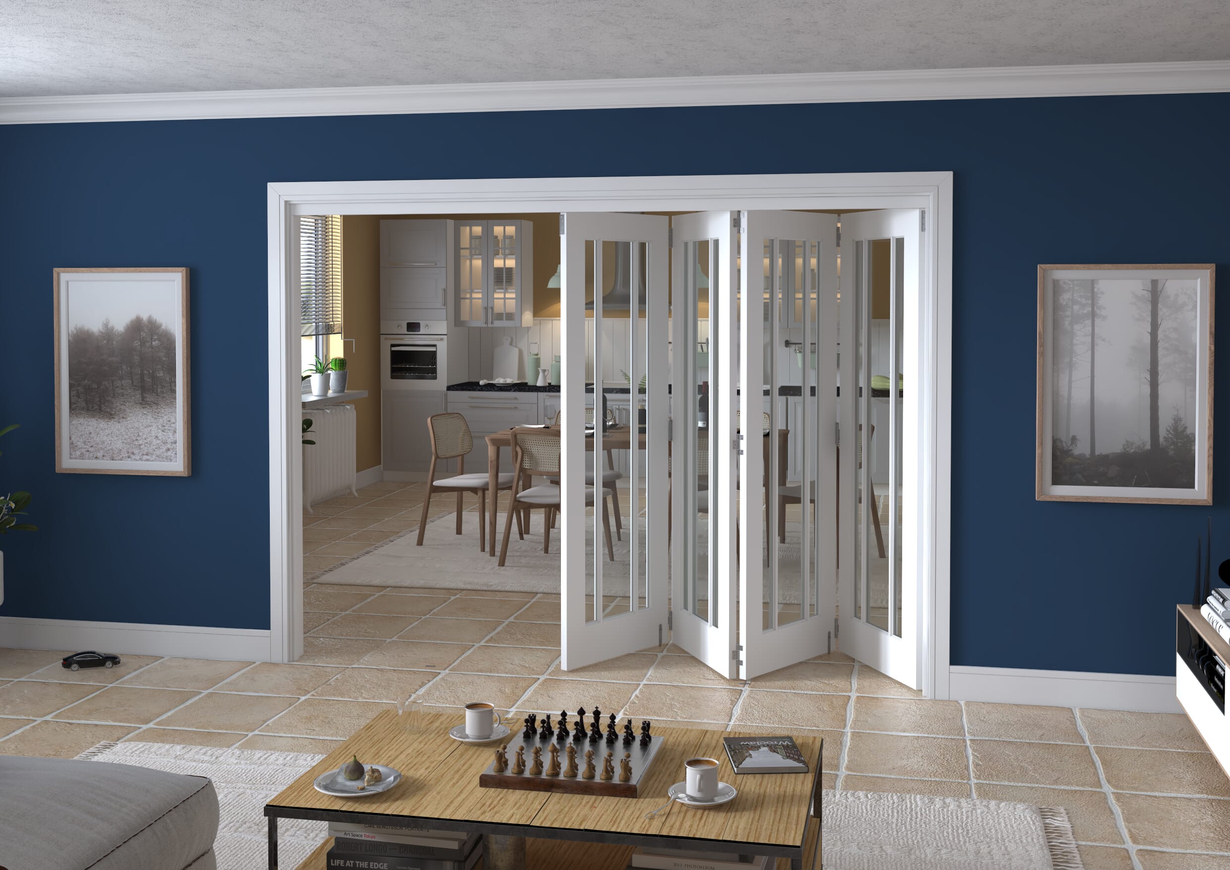 2825x2060x133mm Lincoln Clear Glazed White Roomfold Grande  (4+0)