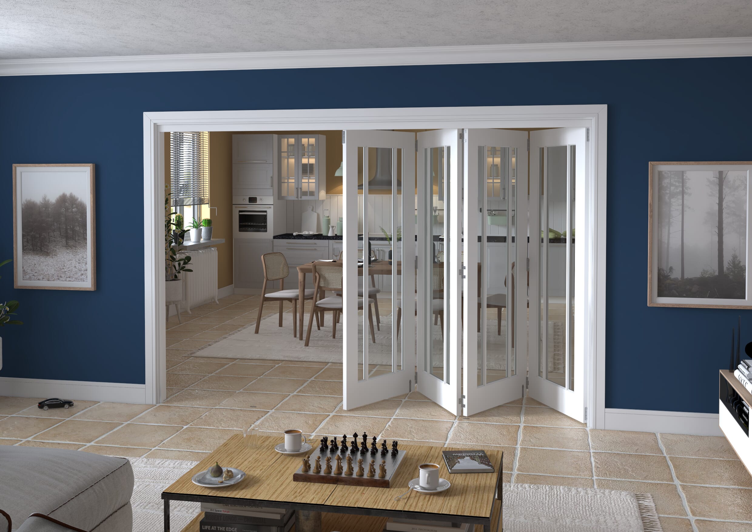 3129x2060x133mm Lincoln Clear Glazed White Roomfold Grande  (4+0)