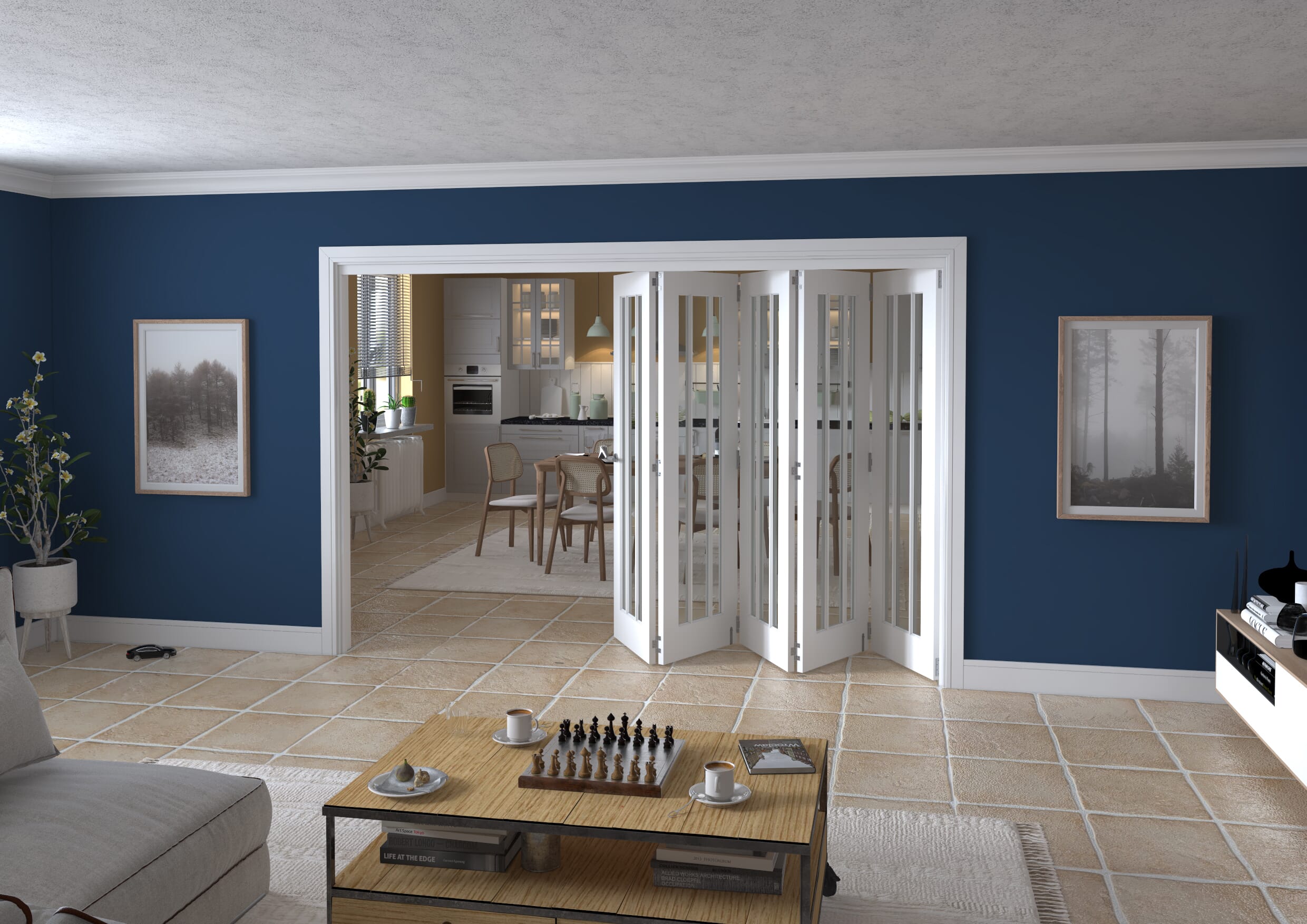 3131x2060x133mm Lincoln Clear Glazed White Roomfold Grande  (5+0)