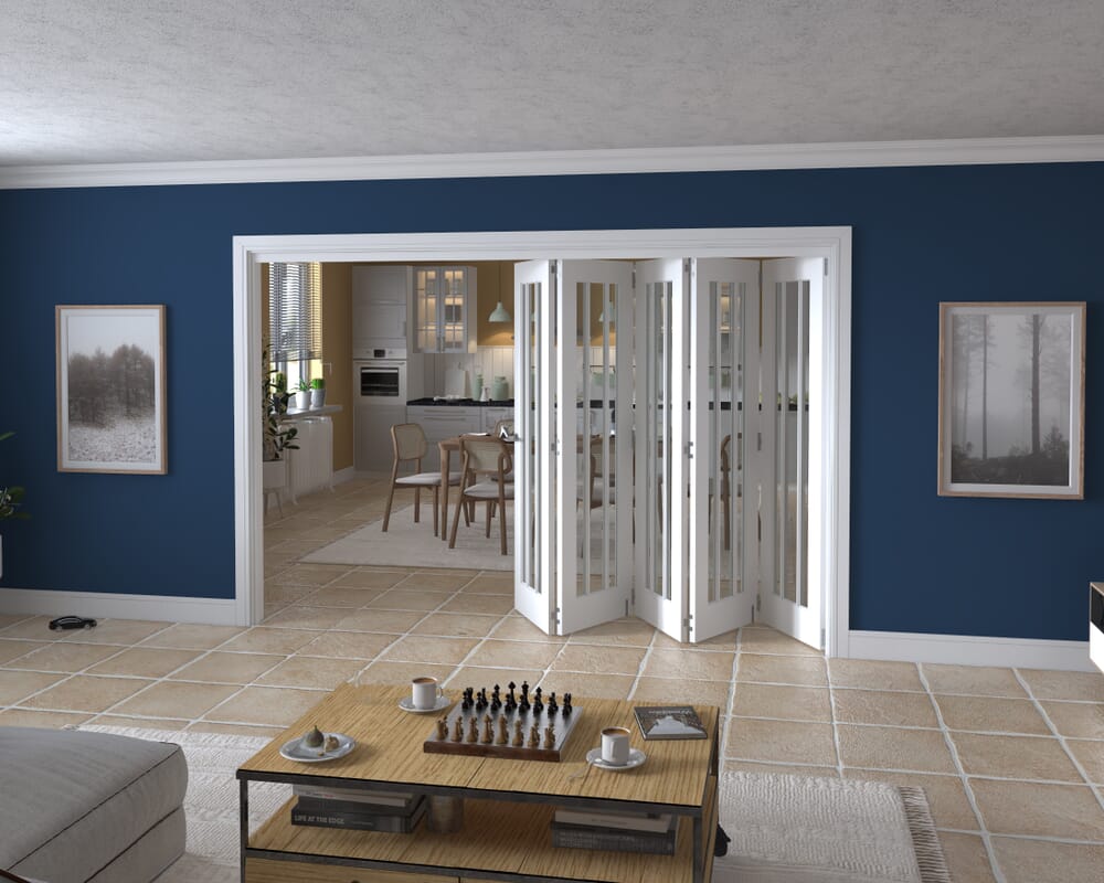 3131x2060x133mm Lincoln Clear Glazed White Roomfold Grande (5+0)