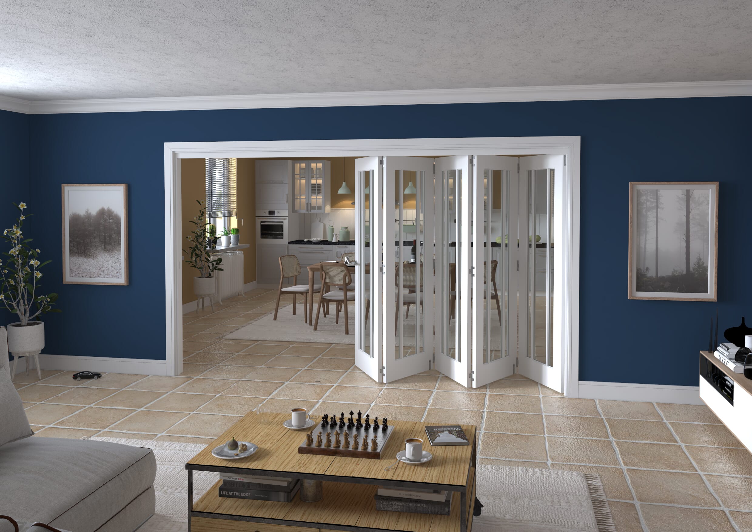 3511x2060x133mm Lincoln Clear Glazed White Roomfold Grande  (5+0)