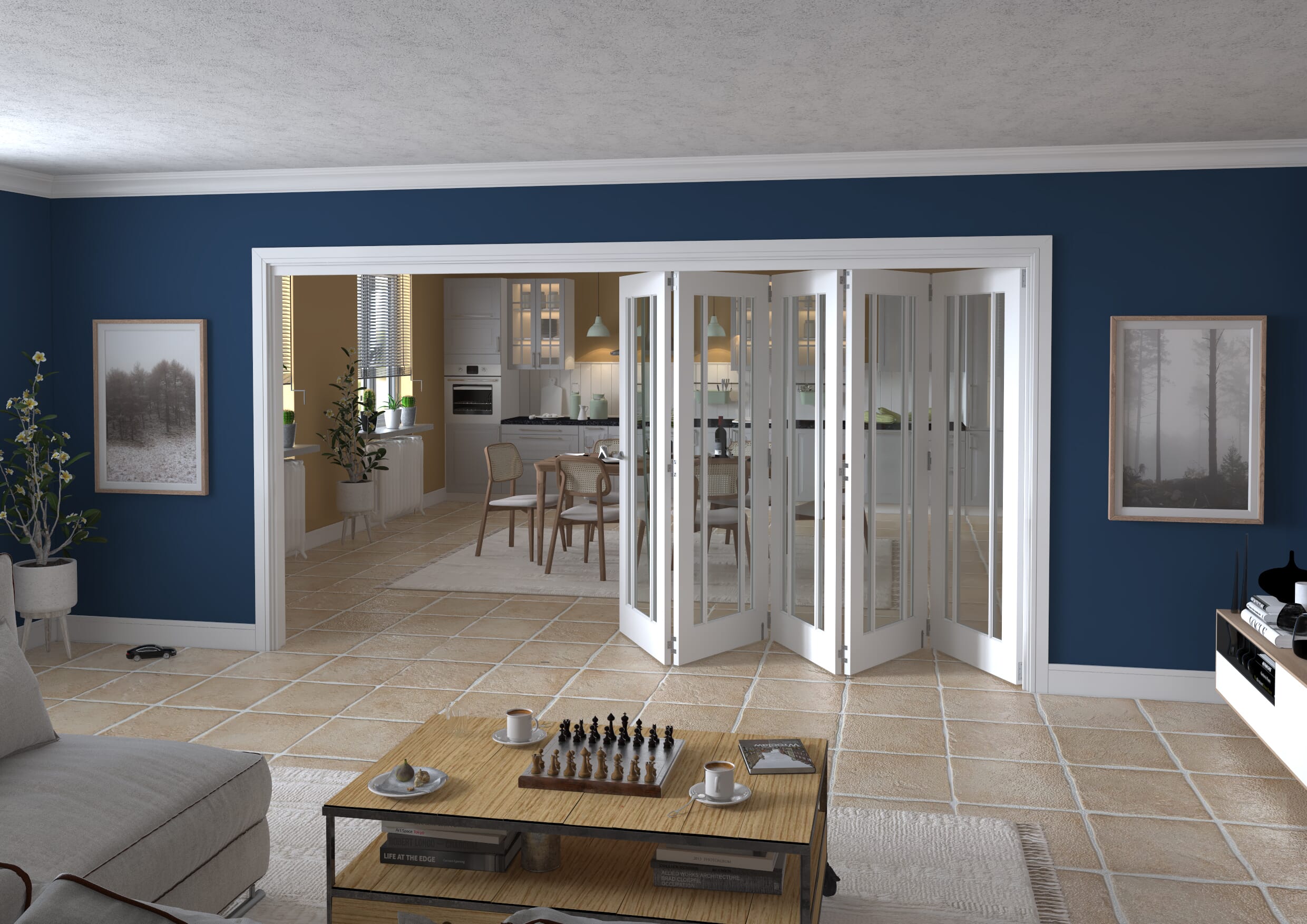 3891x2060x133mm Lincoln Clear Glazed White Roomfold Grande  (5+0)