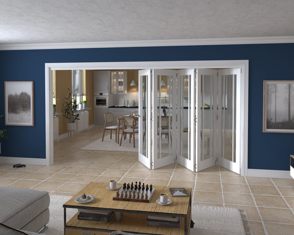 3891x2060x133mm Lincoln Clear Glazed White Roomfold Grande (5+0)