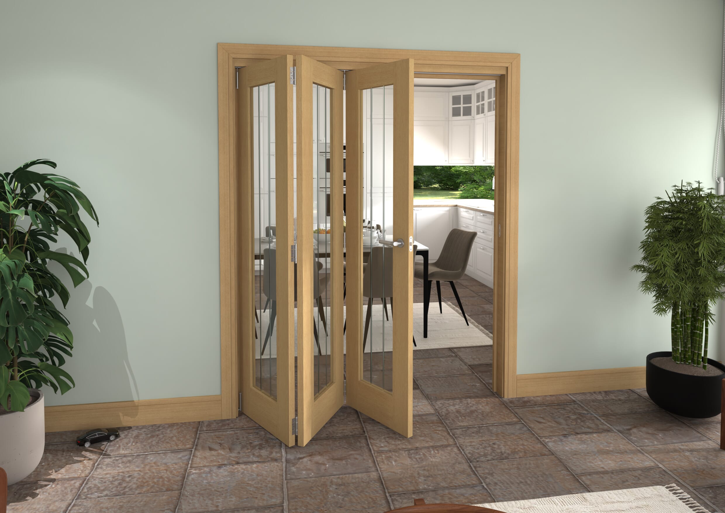 1674x2060x133mm Mexicano Oak P10 Prefinished Roomfold Grande (3+0)