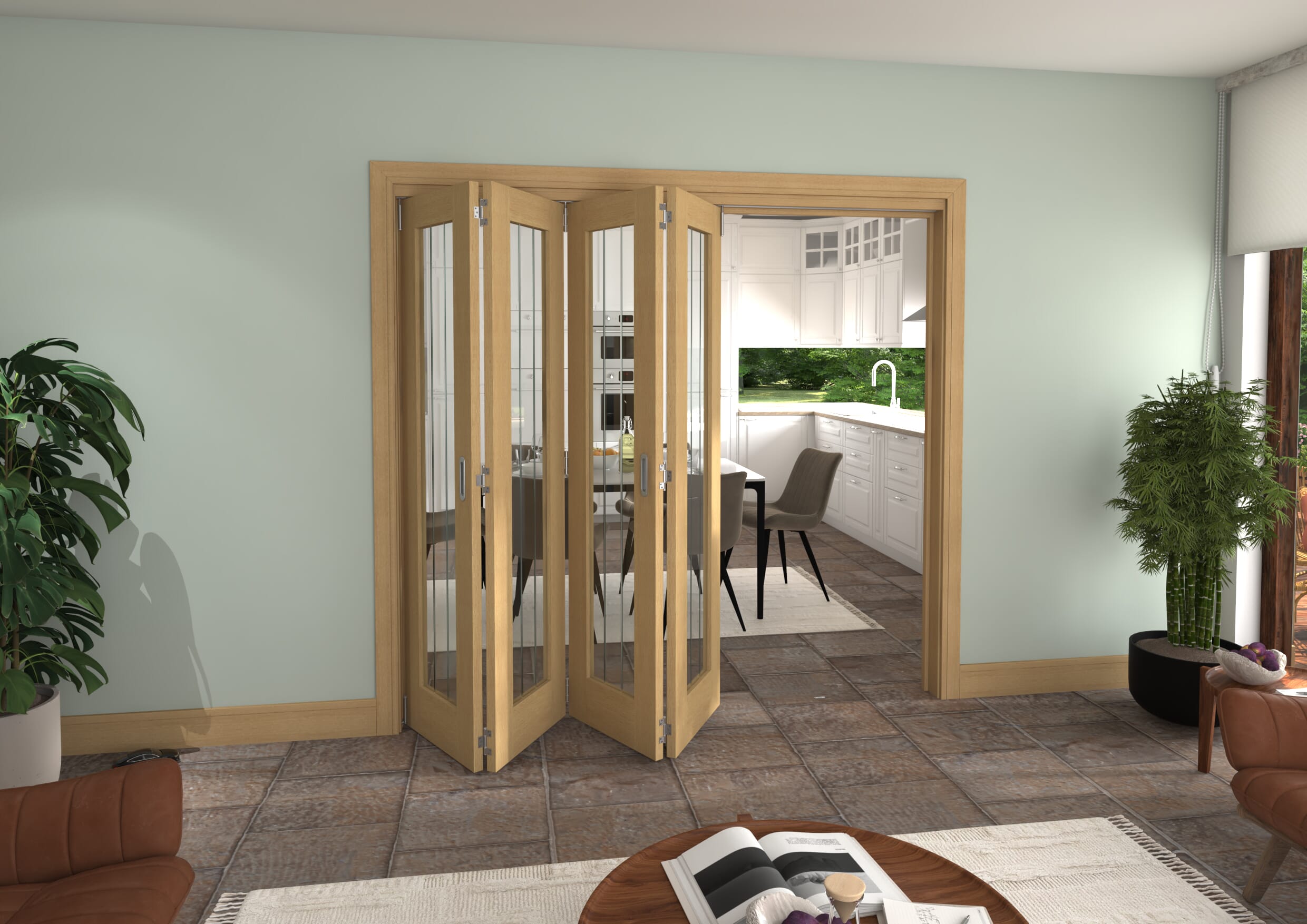 2213x2060x133mm Mexicano Oak P10 Prefinished Roomfold Grande (4+0)