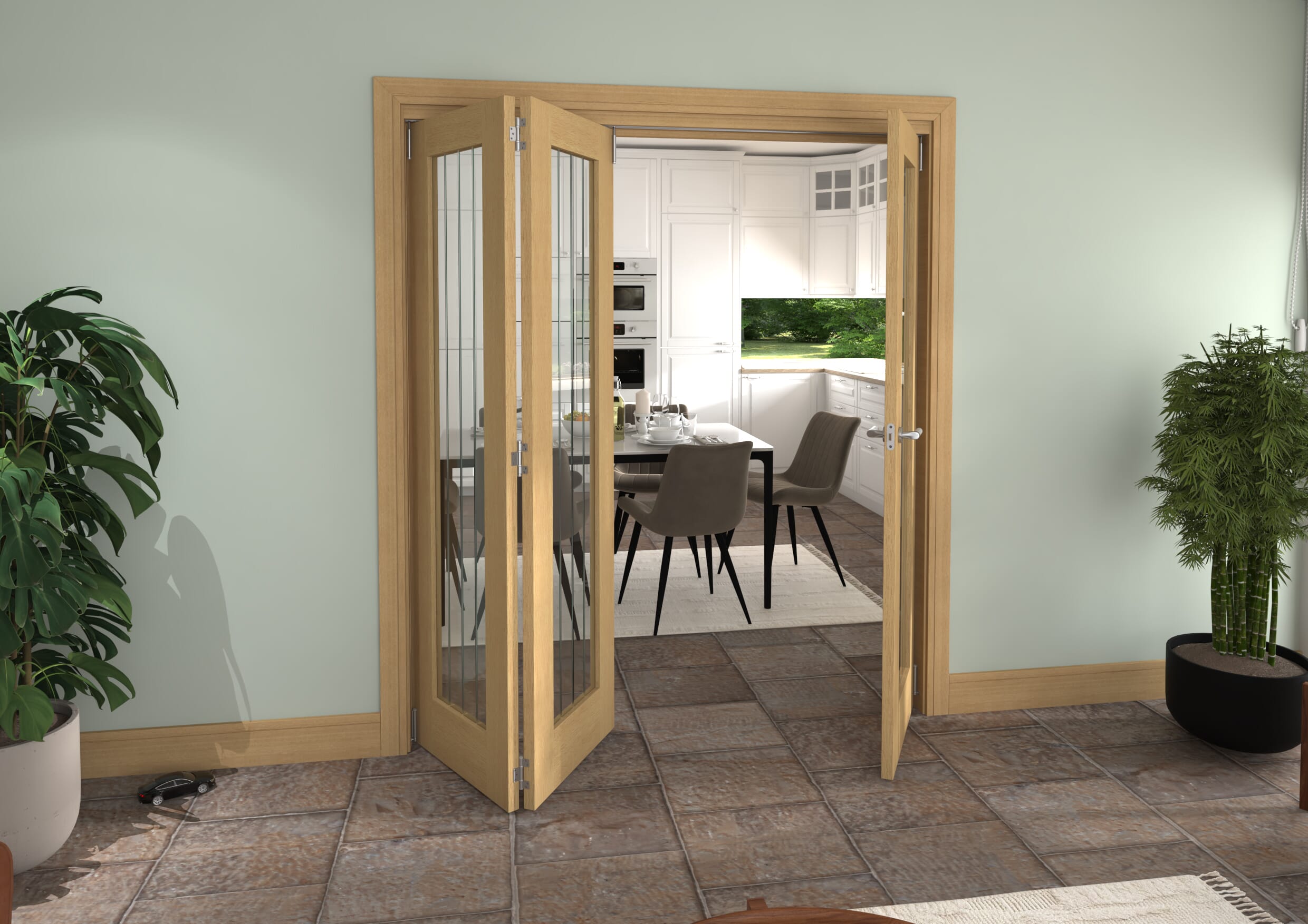 1804x2060x133mm Mexicano Oak P10 Prefinished Roomfold Grande (2+1)