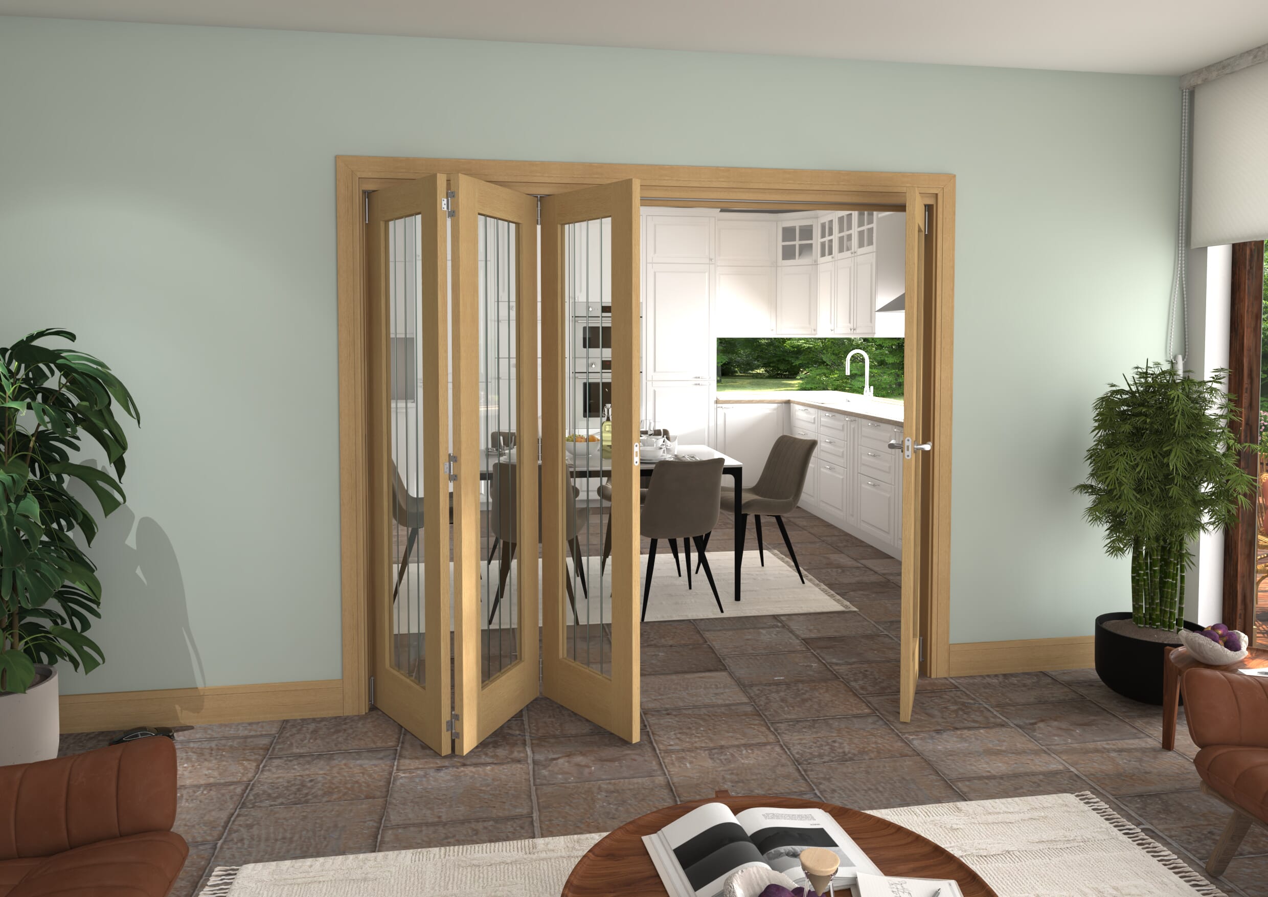 2380x2060x133mm Mexicano Oak P10 Prefinished Roomfold Grande (3+1)