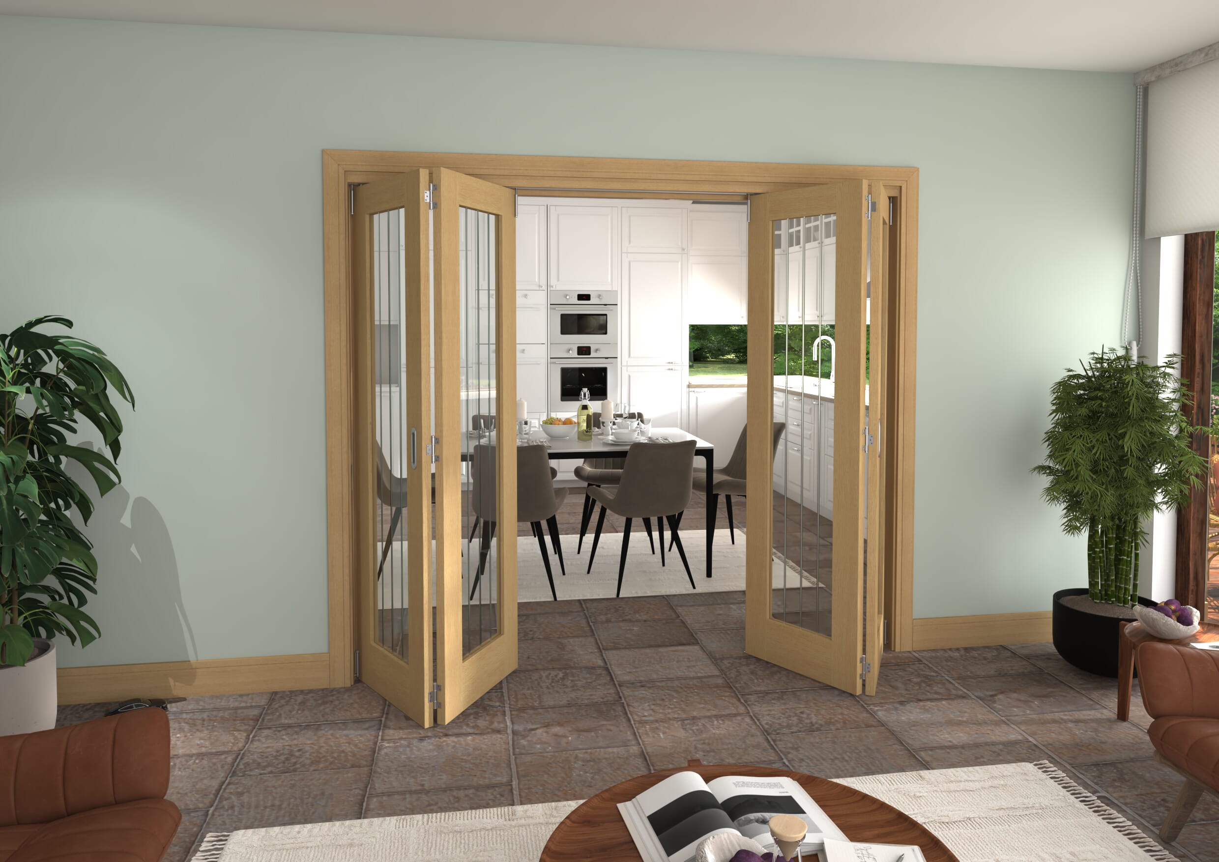 2380x2060x133mm Mexicano Oak P10 Prefinished Roomfold Grande (2+2)