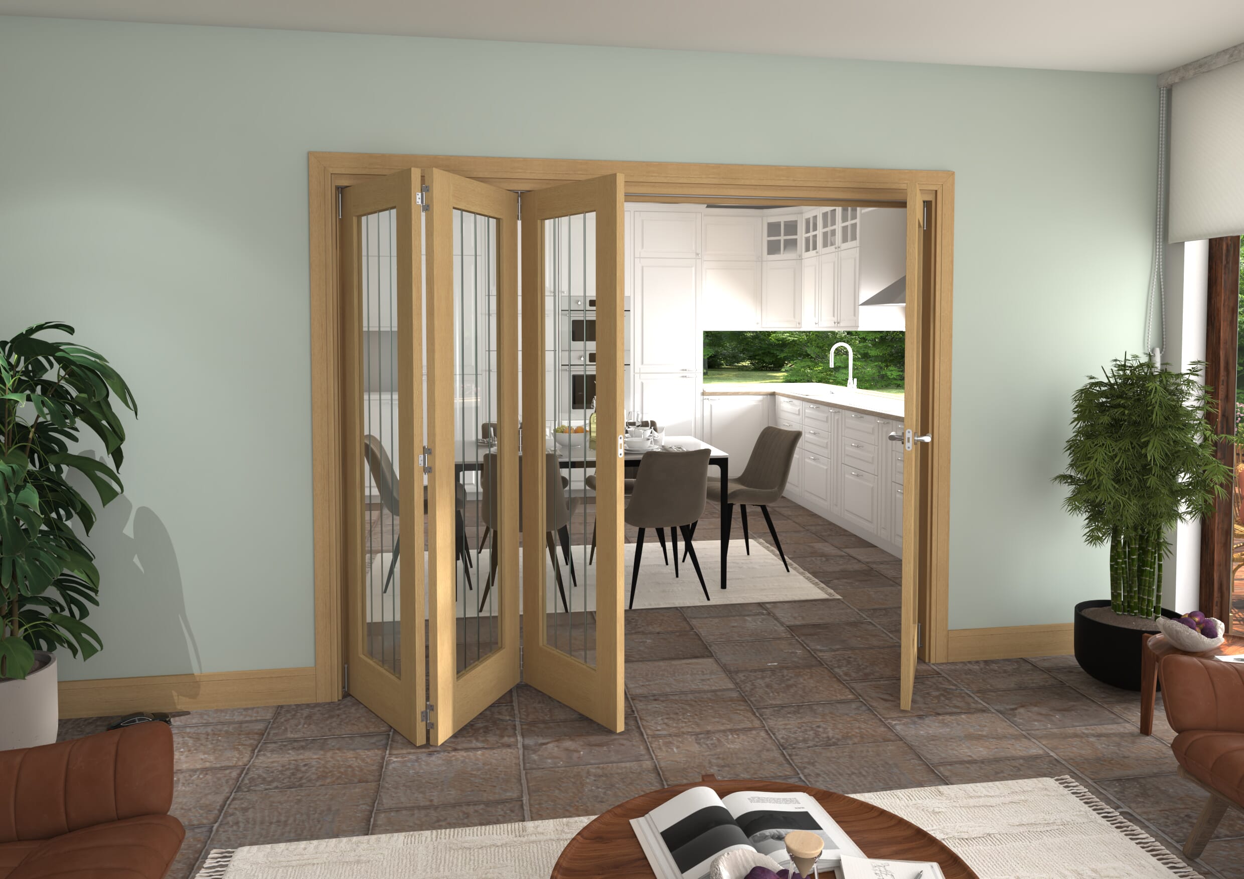 2528x2060x133mm Mexicano Oak P10 Prefinished Roomfold Grande (3+1)