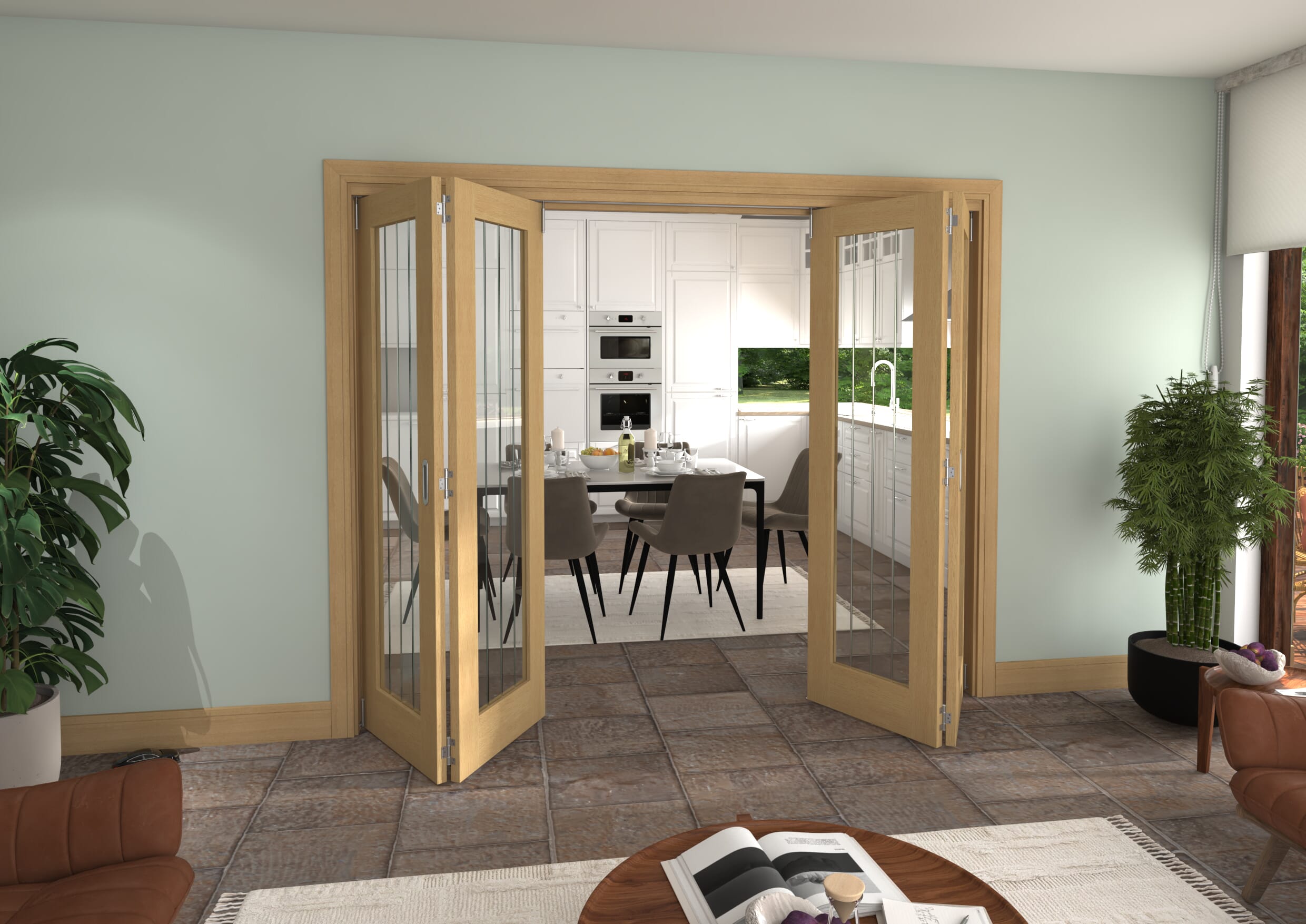 2528x2060x133mm Mexicano Oak P10 Prefinished Roomfold Grande (2+2)