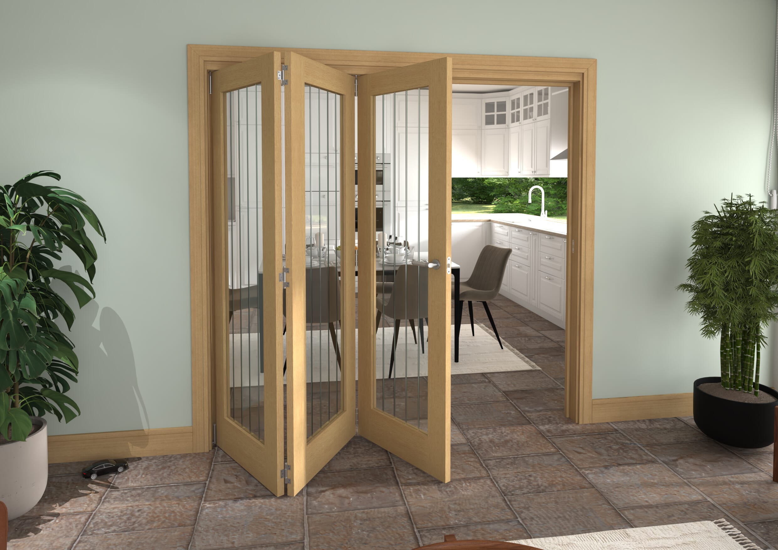 2133x2060x133mm Mexicano Oak P10 Prefinished Roomfold Grande (3+0)
