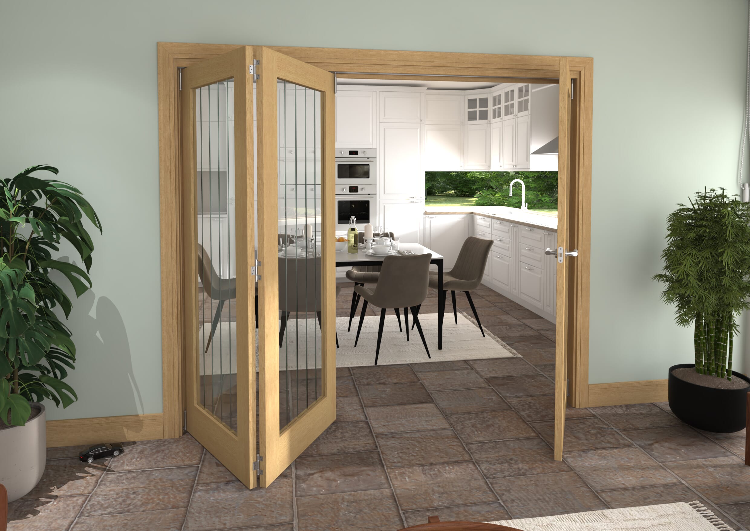 2371x2060x133mm Mexicano Oak P10 Prefinished Roomfold Grande (2+1)