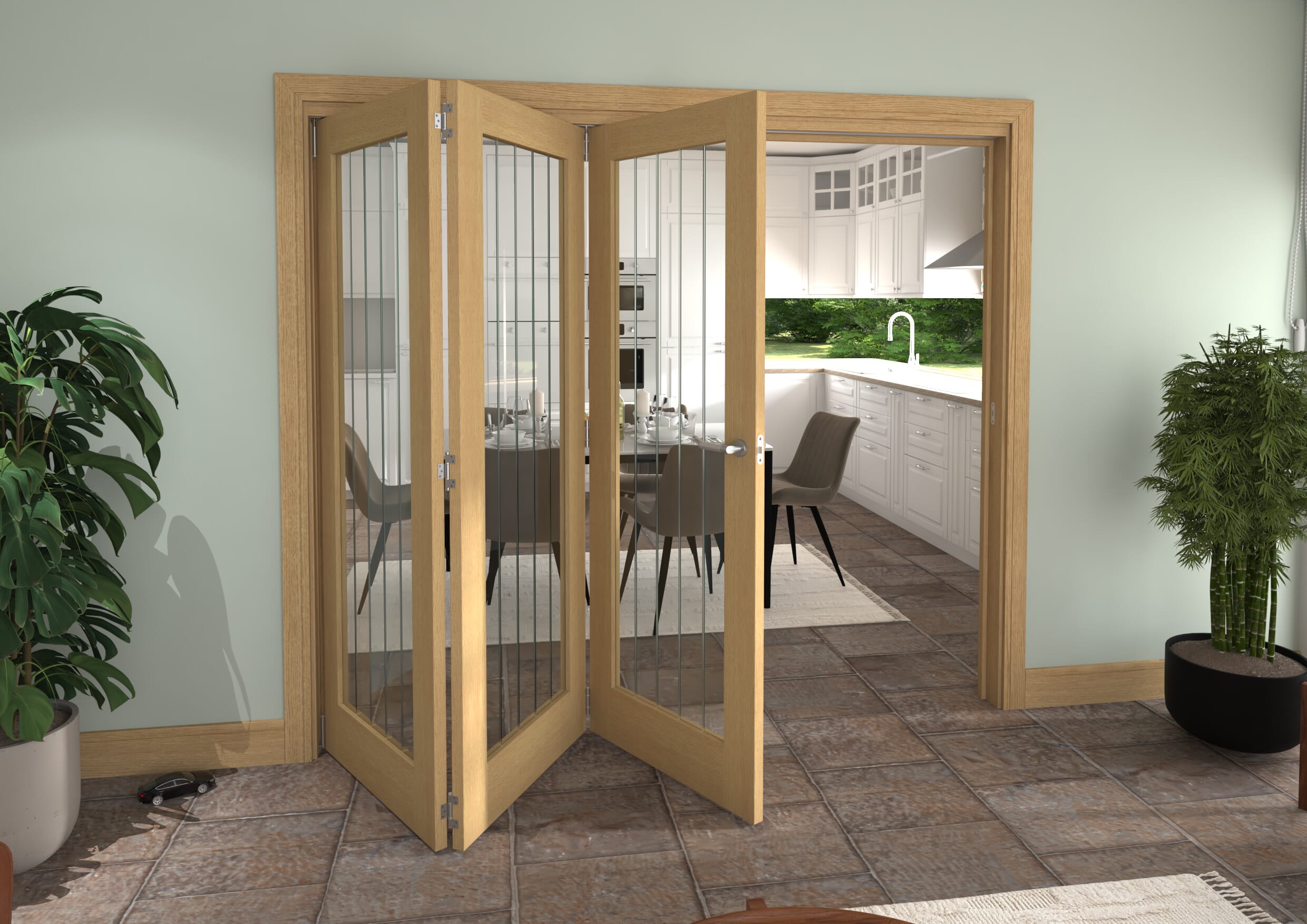 2361x2060x133mm Mexicano Oak P10 Prefinished Roomfold Grande (3+0)