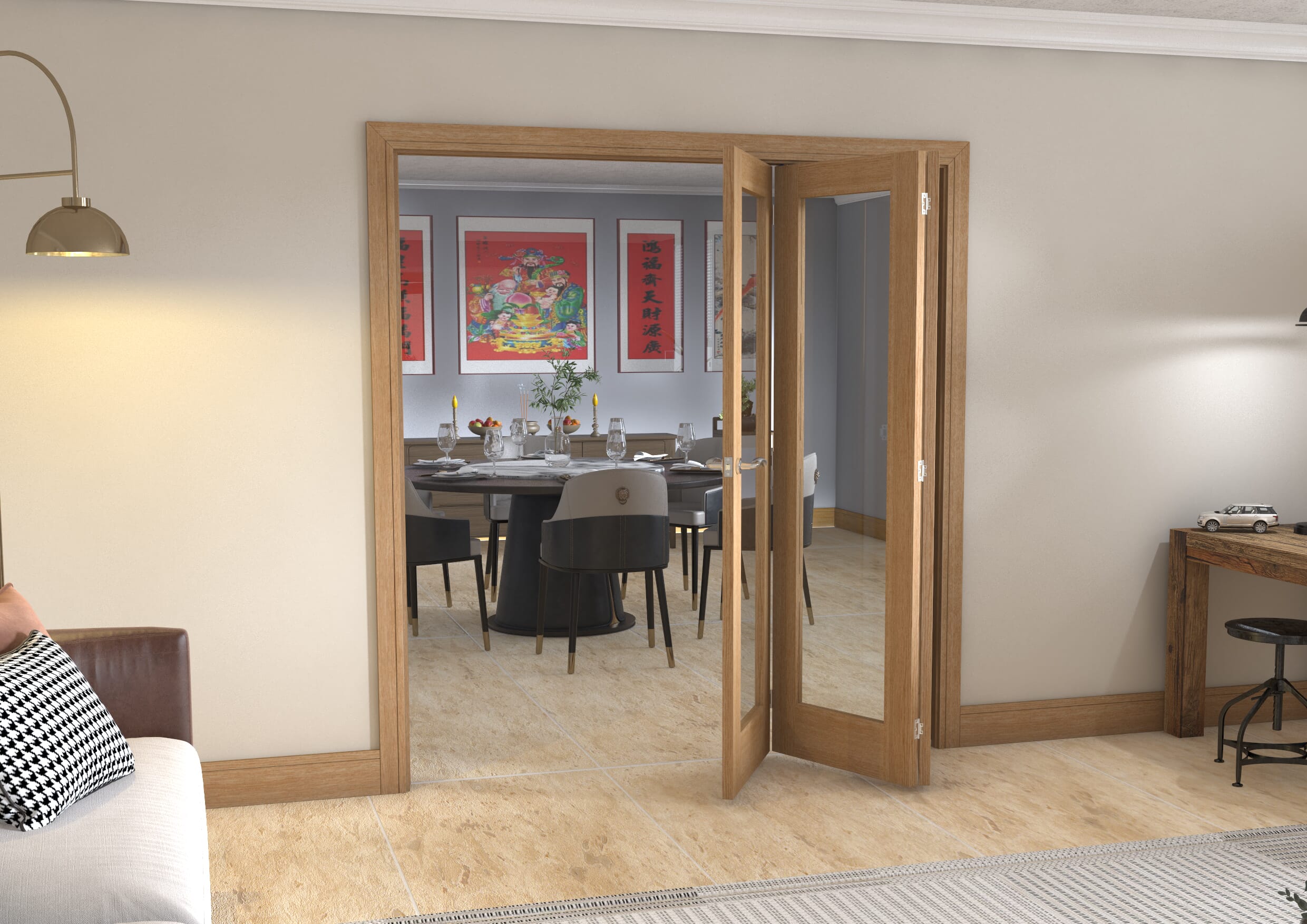 Glazed Oak - 3 Door Roomfold (3 x 24" doors)