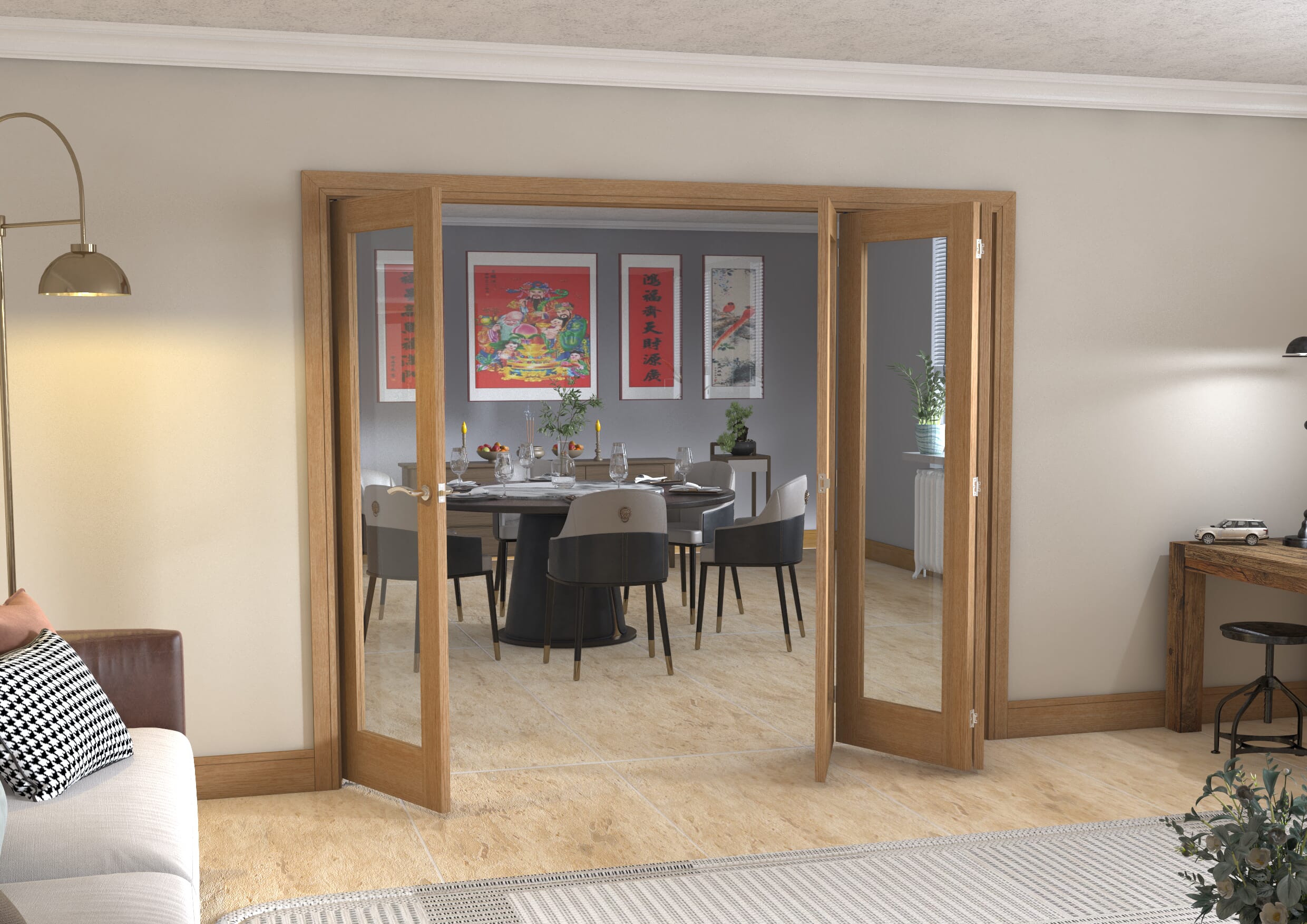 Glazed Oak - 4 Door Roomfold (4 x 24" doors)