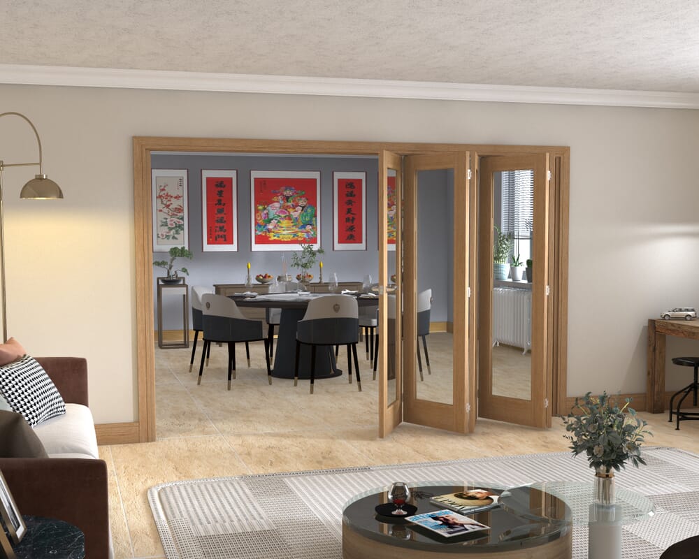 Glazed Oak - 5 Door Roomfold (5 x 24" doors)