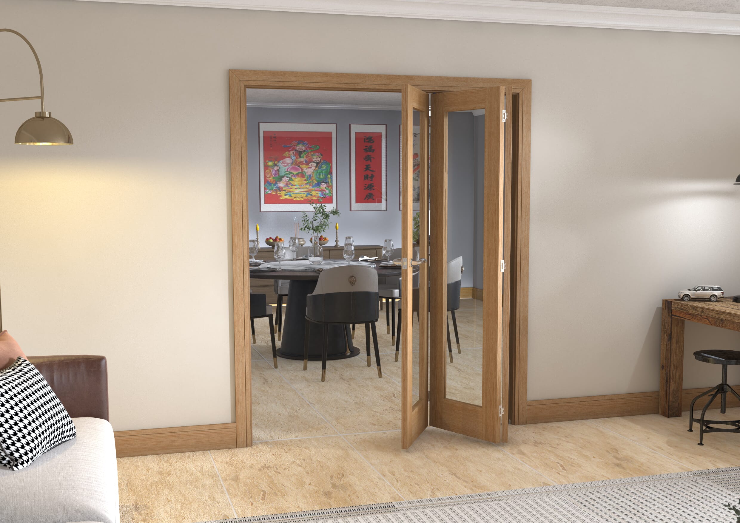 Glazed Oak - 3 Door Roomfold (3 x 21" doors)