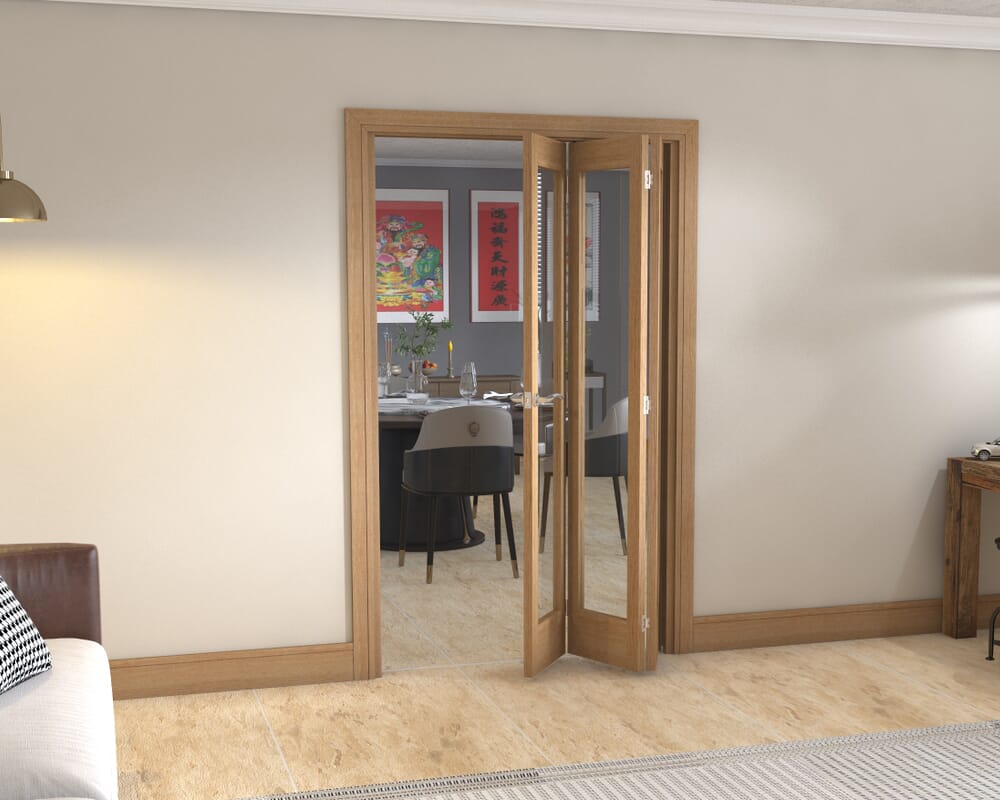 Slimline Glazed Oak - 3 Door Roomfold (3 x 15" doors)
