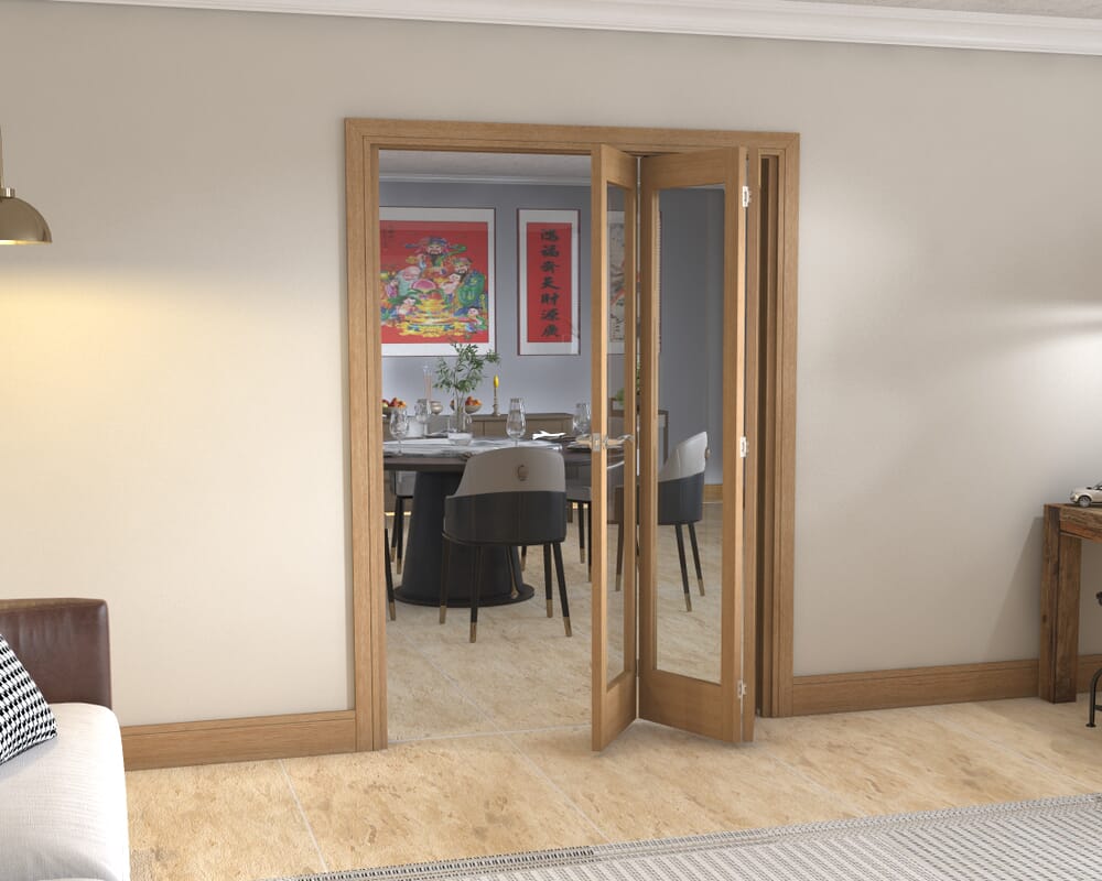 Slimline Glazed Oak - 3 Door Roomfold (3 x 18" doors)