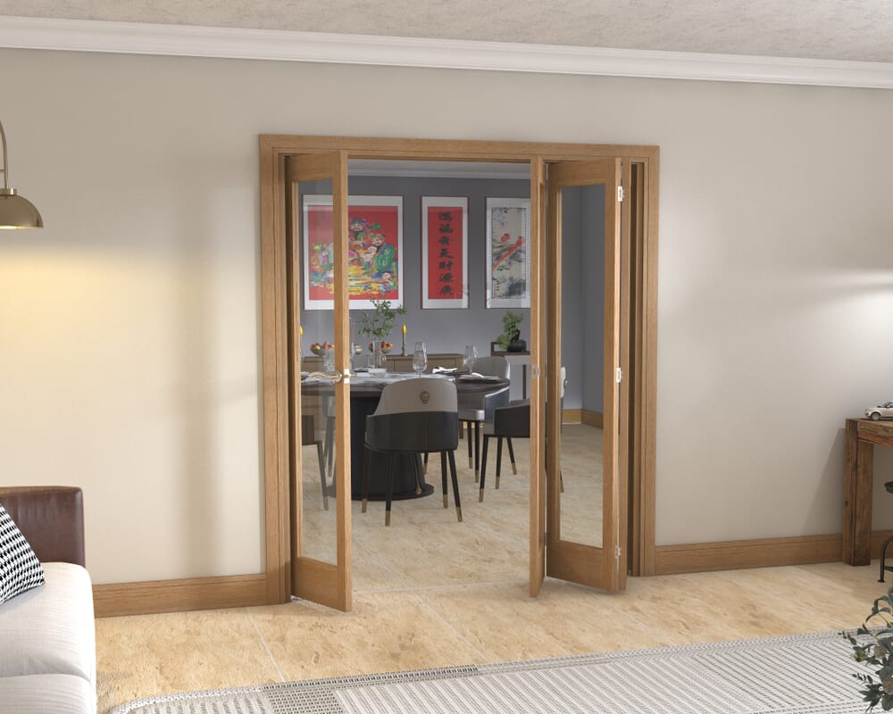 Slimline Glazed Oak - 4 Door Roomfold (4 x 419mm doors)